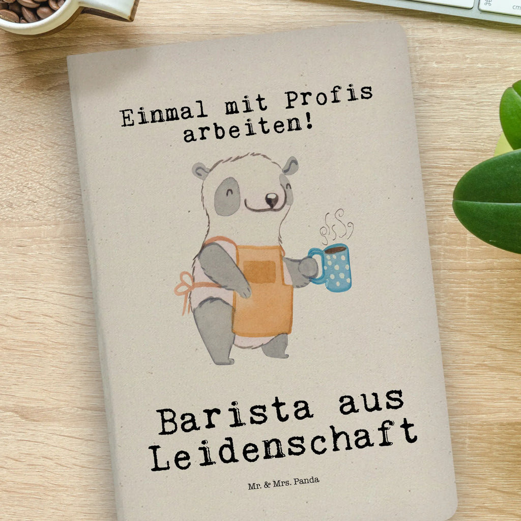 Bawełniany notatnik DIN A4 Barista pasja Zawód, Wykształcenie, Jubileusz, Pożegnanie, Emerytura, Kolega, Koleżanka, Prezent, Dawać, Pracownik, Współpracownik, Firma, Dziękuję, Dziękuję bardzo