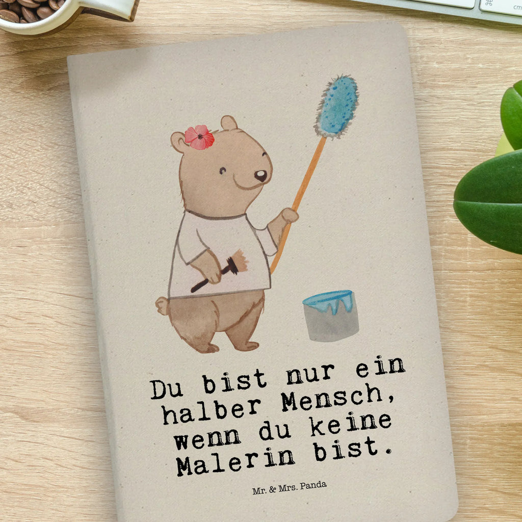 Bawełniany notatnik DIN A4 malarzyni serce Zawód, Wykształcenie, Jubileusz, Pożegnanie, Emerytura, Kolega, Koleżanka, Prezent, Dawać, Pracownik, Współpracownik, Firma, Dziękuję, Dziękuję bardzo