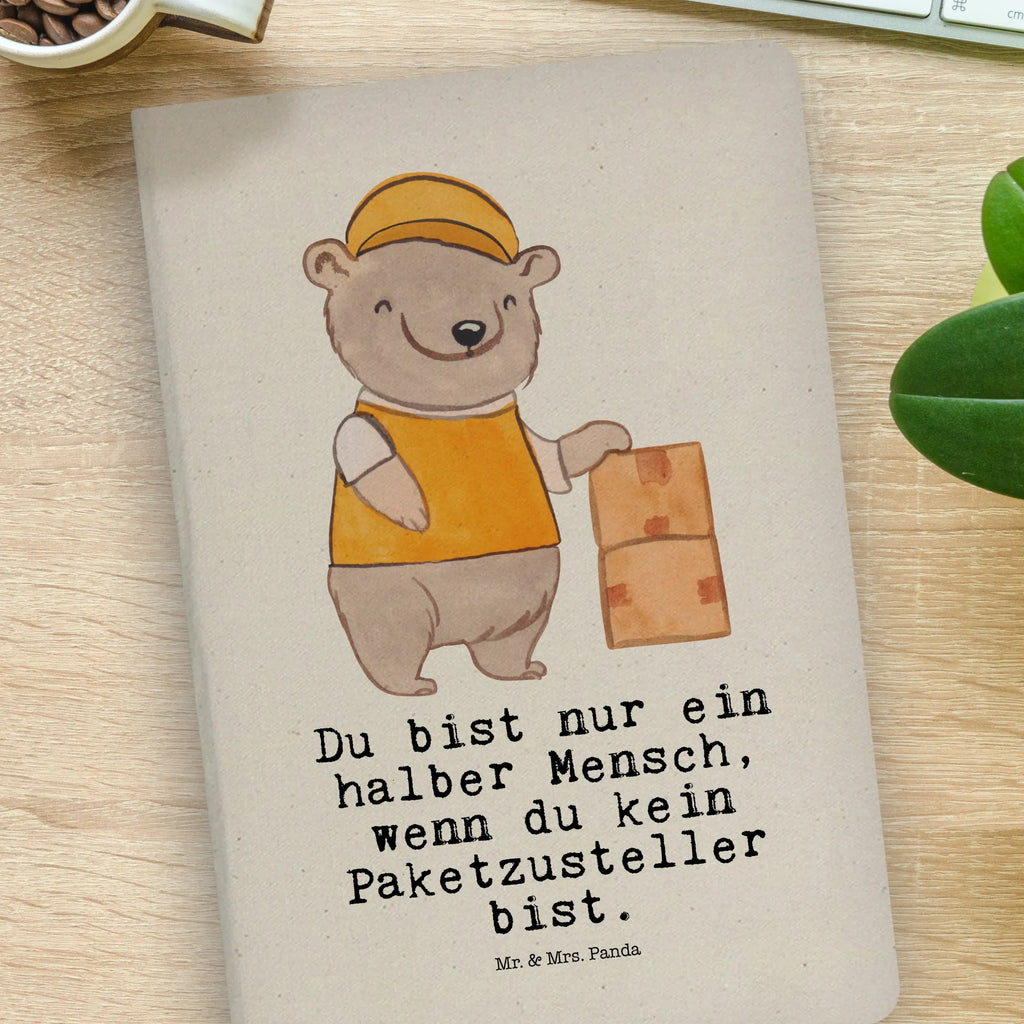 Bawełniany notatnik DIN A4 Dostawca paczek serce Zawód, Wykształcenie, Jubileusz, Pożegnanie, Emerytura, Kolega, Koleżanka, Prezent, Dawać, Pracownik, Współpracownik, Firma, Dziękuję, Dziękuję bardzo