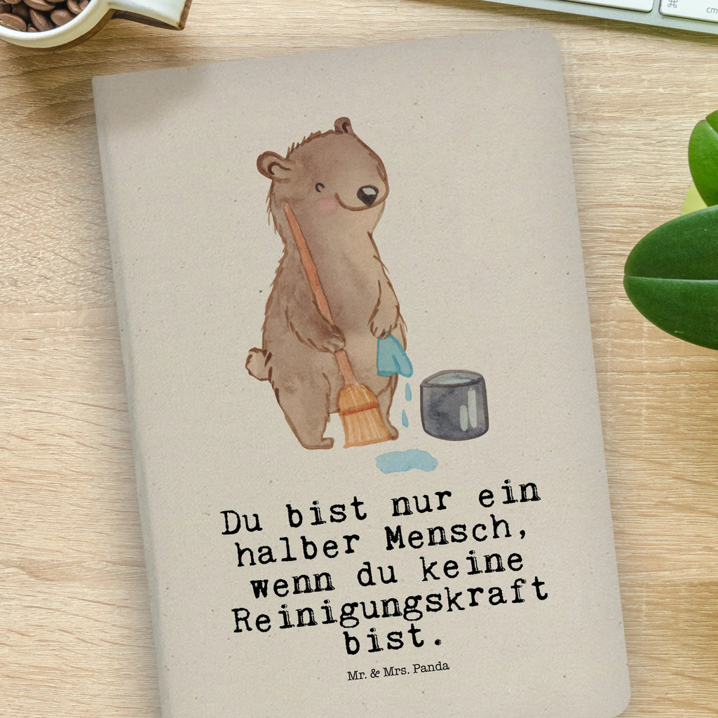 Bawełniany notatnik DIN A4 sprzątaczka Serce Zawód, Wykształcenie, Jubileusz, Pożegnanie, Emerytura, Kolega, Koleżanka, Prezent, Dawać, Pracownik, Współpracownik, Firma, Dziękuję, Dziękuję bardzo