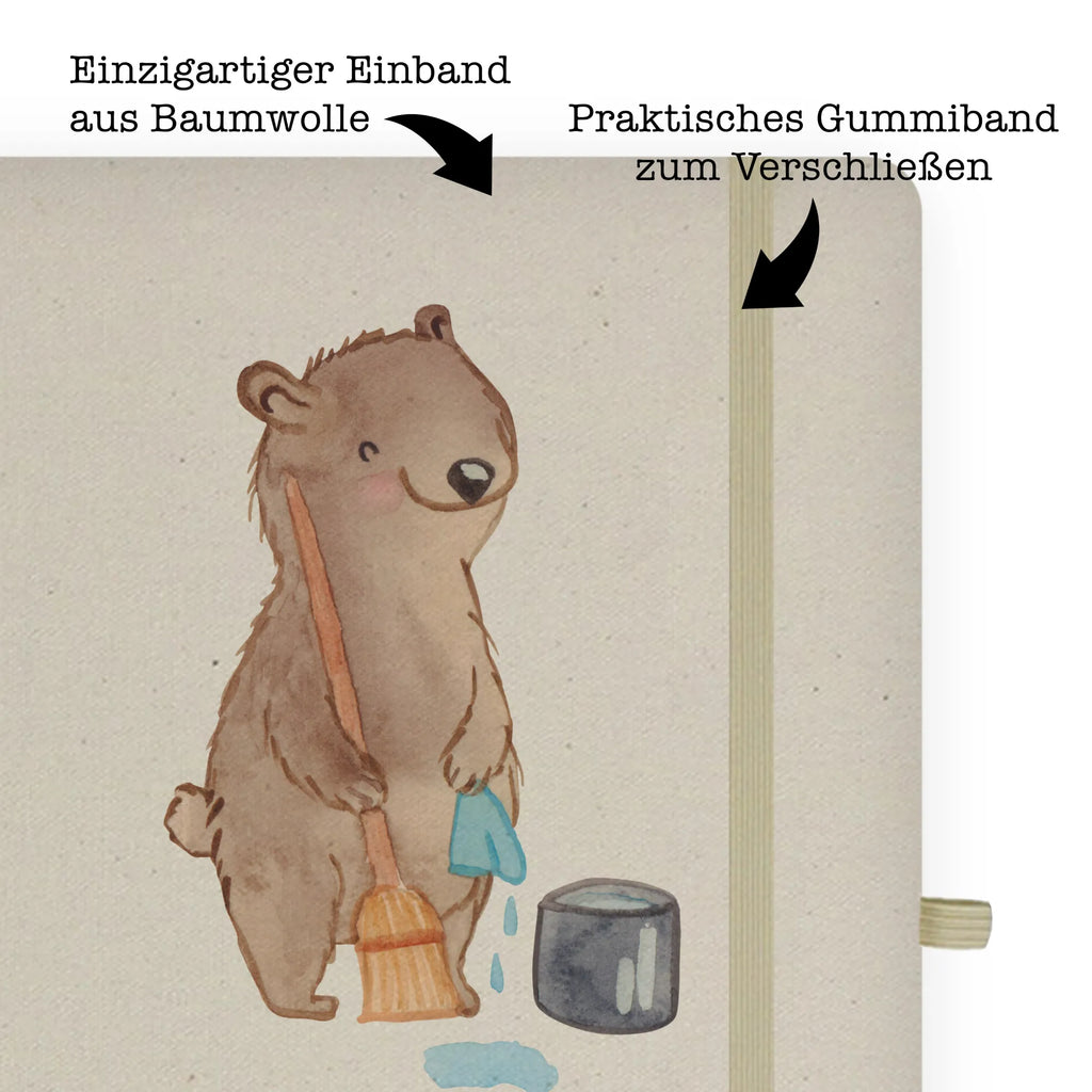 Bawełniany notatnik DIN A4 sprzątaczka Serce Zawód, Wykształcenie, Jubileusz, Pożegnanie, Emerytura, Kolega, Koleżanka, Prezent, Dawać, Pracownik, Współpracownik, Firma, Dziękuję, Dziękuję bardzo
