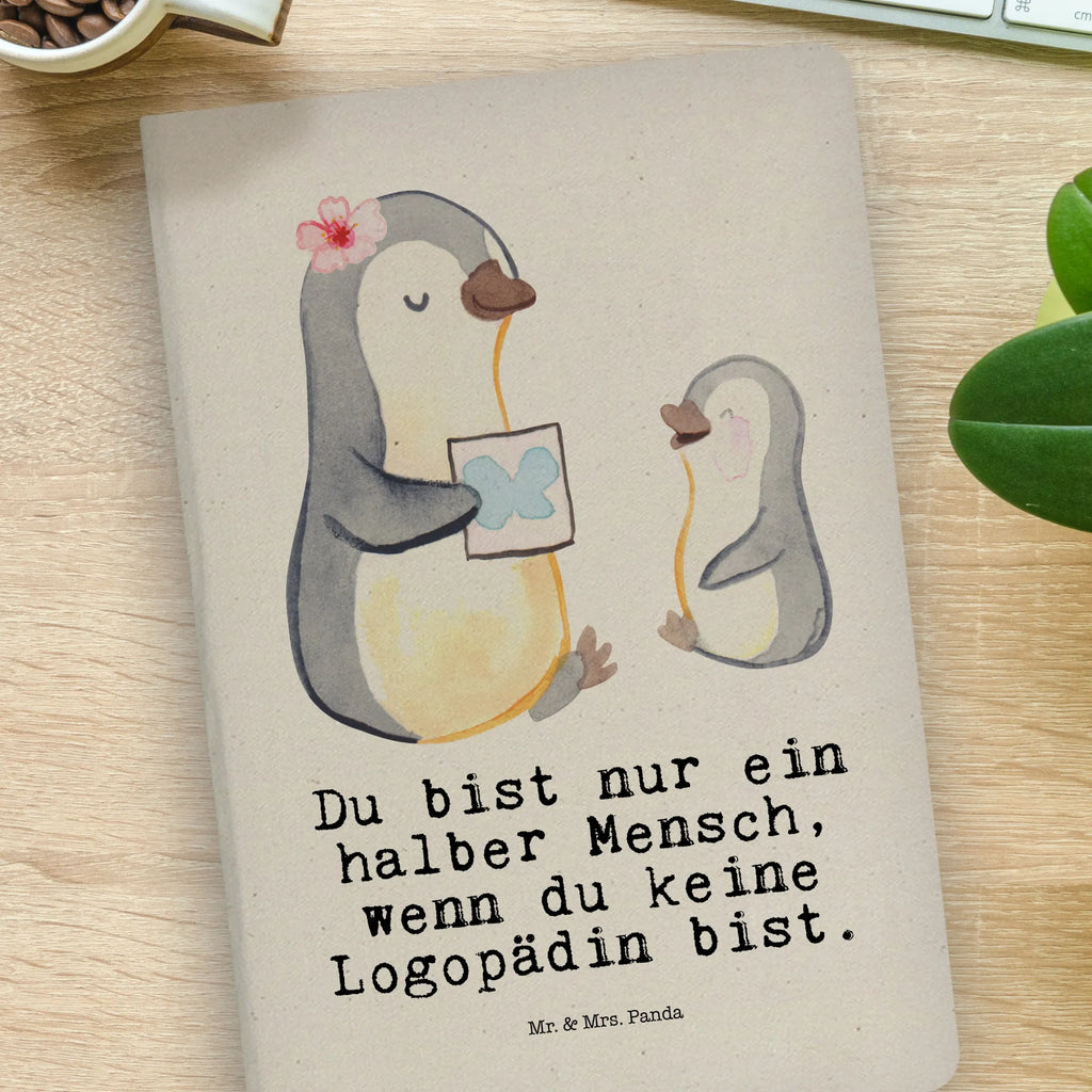Bawełniany notatnik DIN A4 logopeda serce Zawód, Wykształcenie, Jubileusz, Pożegnanie, Emerytura, Kolega, Koleżanka, Prezent, Dawać, Pracownik, Współpracownik, Firma, Dziękuję, Dziękuję bardzo