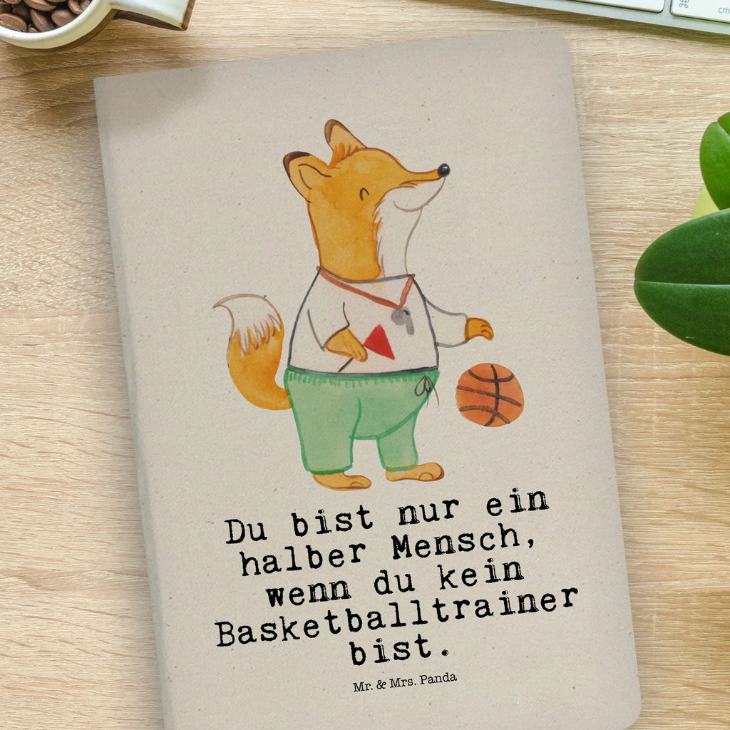 Bawełniany notatnik DIN A4 trener koszykówki serce Zawód, Wykształcenie, Jubileusz, Pożegnanie, Emerytura, Kolega, Koleżanka, Prezent, Dawać, Pracownik, Współpracownik, Firma, Dziękuję, Dziękuję bardzo