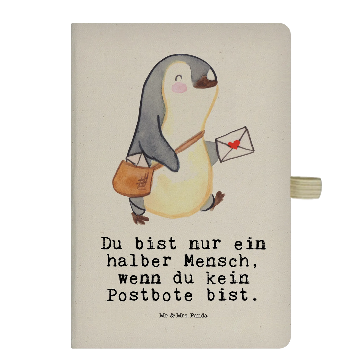 Bawełniany notes DIN A5 Listonosz serce Zawód, Wykształcenie, Prezent, Jubileusz, Pożegnanie, Emerytura, Kolega, Dziękuję, Koleżanka, Dawać, Pracownik, Współpracownik, Dziękuję bardzo