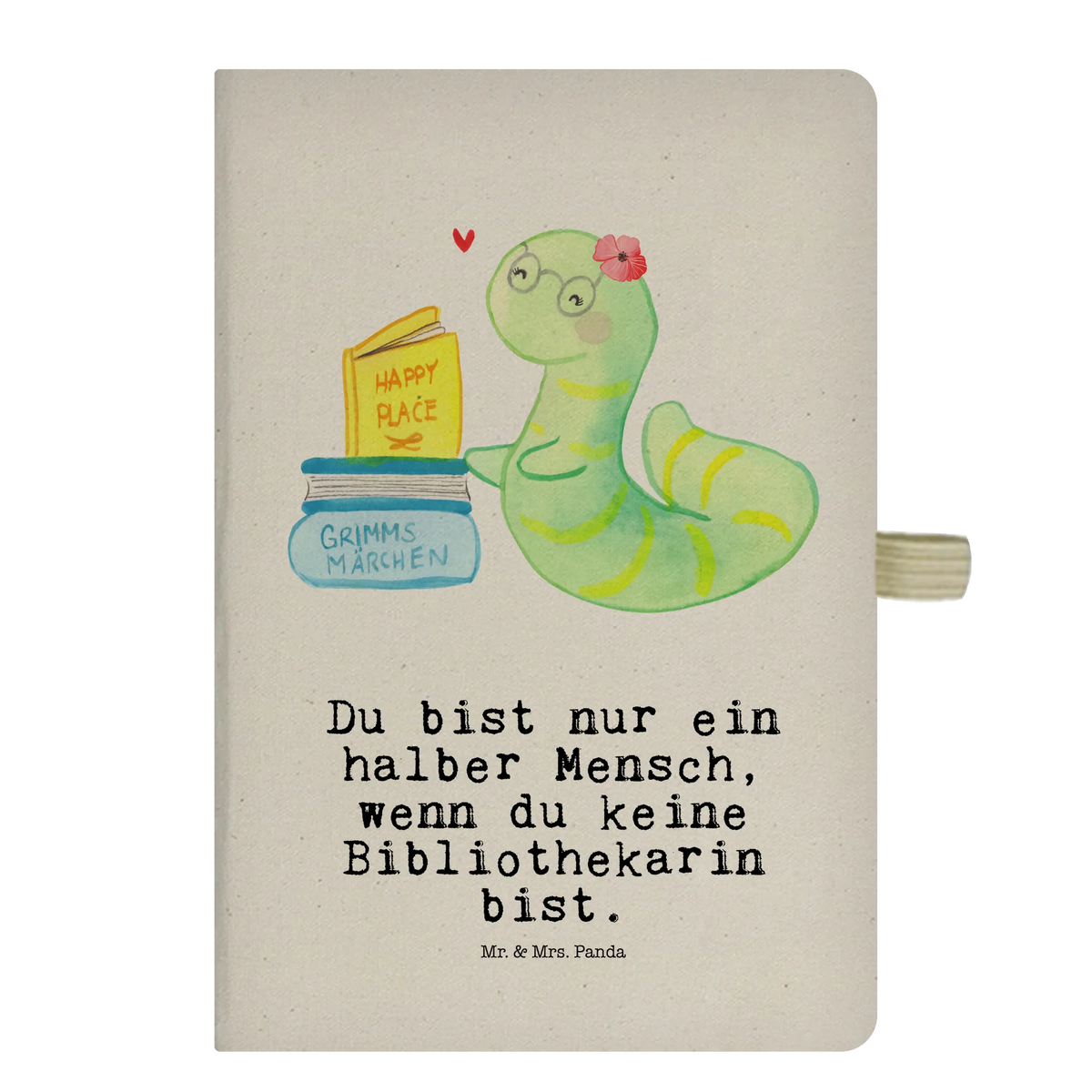 Bawełniany notes DIN A5 bibliotekarka serce Zawód, Wykształcenie, Prezent, Jubileusz, Pożegnanie, Emerytura, Kolega, Dziękuję, Koleżanka, Dawać, Pracownik, Współpracownik, Dziękuję bardzo