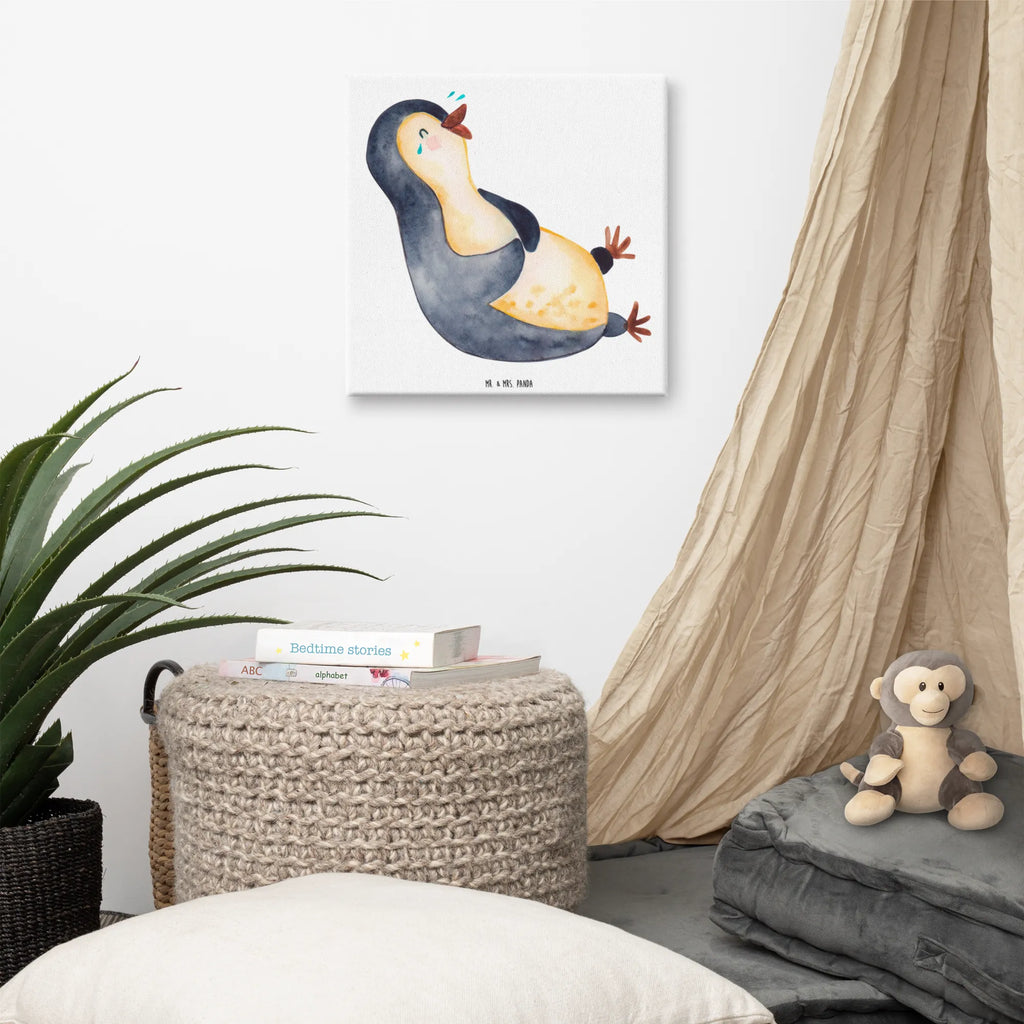 Canvas picture Penguin Laugh Dekoration, Kunstdruck, Bild, Wanddeko, Leinwand, Pinguin, Pinguine, lustiger Spruch, Lachen, Fröhlichkeit, Fröhlich, Optimismus, Humor
