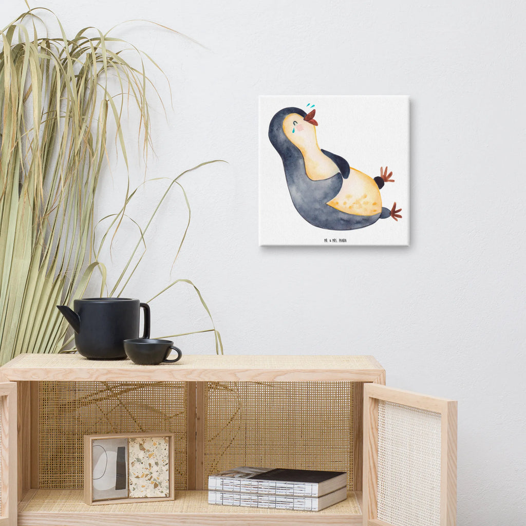 Canvas picture Penguin Laugh Dekoration, Kunstdruck, Bild, Wanddeko, Leinwand, Pinguin, Pinguine, lustiger Spruch, Lachen, Fröhlichkeit, Fröhlich, Optimismus, Humor
