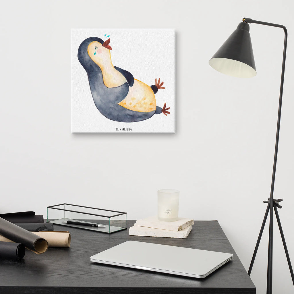 Canvas picture Penguin Laugh Dekoration, Kunstdruck, Bild, Wanddeko, Leinwand, Pinguin, Pinguine, lustiger Spruch, Lachen, Fröhlichkeit, Fröhlich, Optimismus, Humor