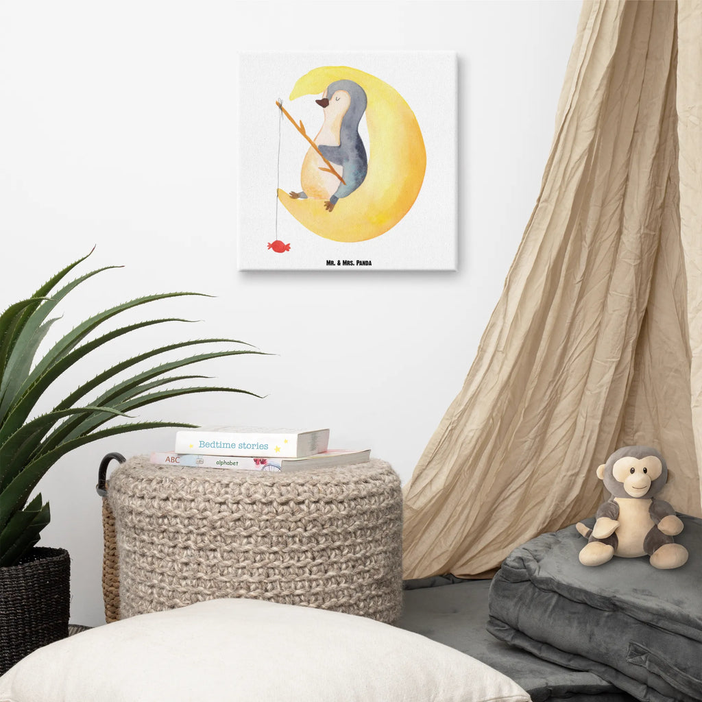 Canvas picture Penguin moon Kunstdruck, Leinwand, Pinguin, Nachtruhe, Gästezimmer, Schlafzimmer, Einschlafen, schlafen, Schlafstörungen, Pinguine, Spruch