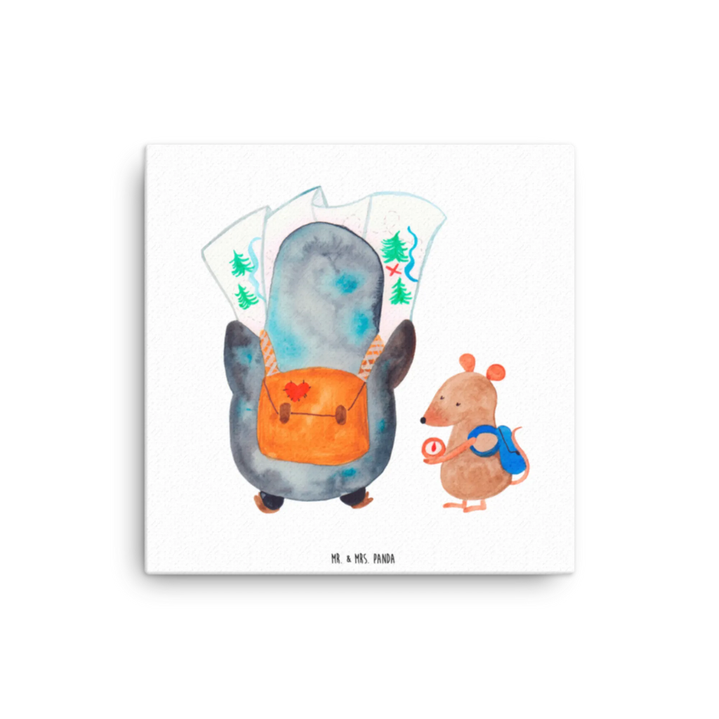 Leinwand Bild Pinguin & Maus Wanderer Kunstdruck, Leinwand, Pinguin, Wanderlust, Pinguine, Abenteuer, Wandern, Roadtrip, Ausflug, Abenteurer