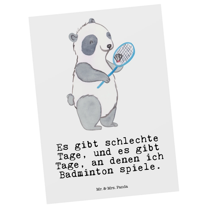 Postkarte Panda Badminton