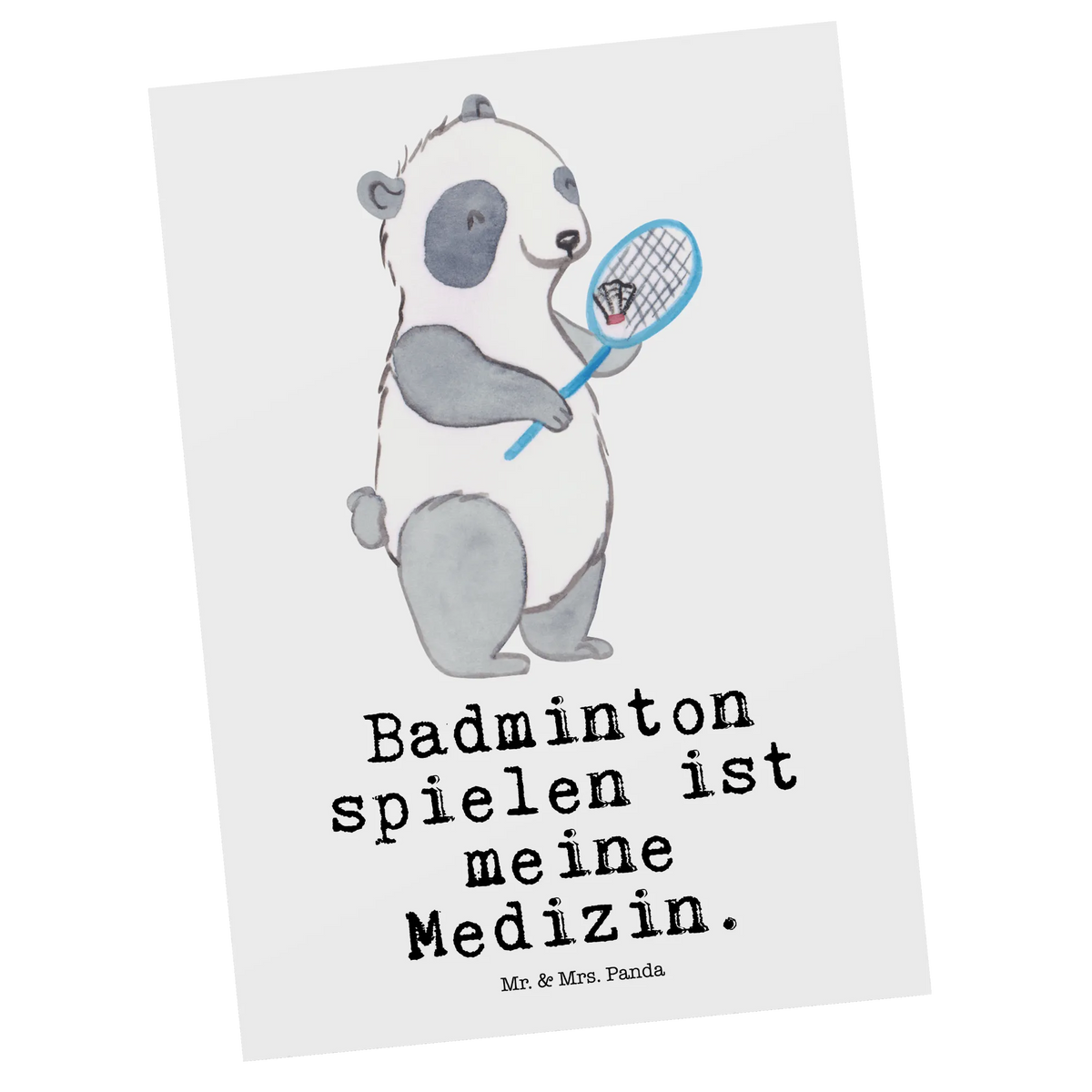 Pocztówka Panda Badminton Prezent, Sport, Dyscyplina sportowa, Hobby, Darować, Dziękuję, Dzięki, Wyróżnienie, Wygrana, Sportowiec