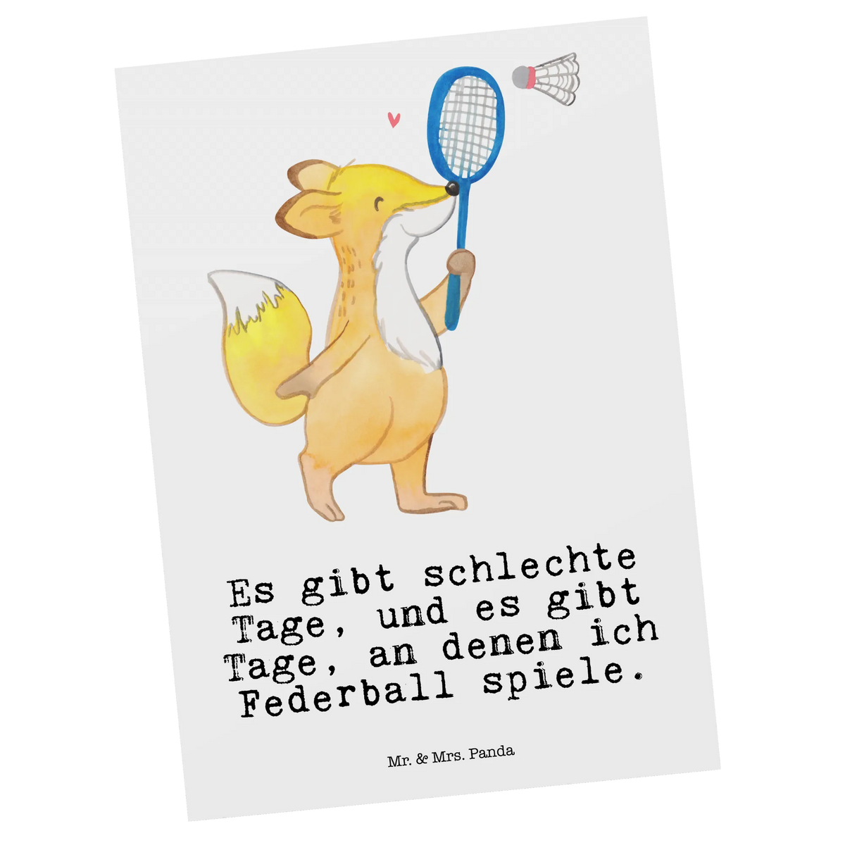 Postcard Fox play badminton