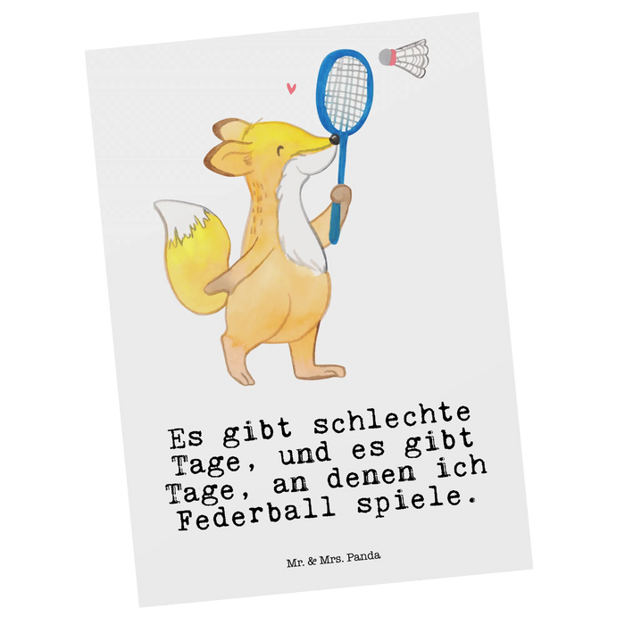 Postcard Fox play badminton