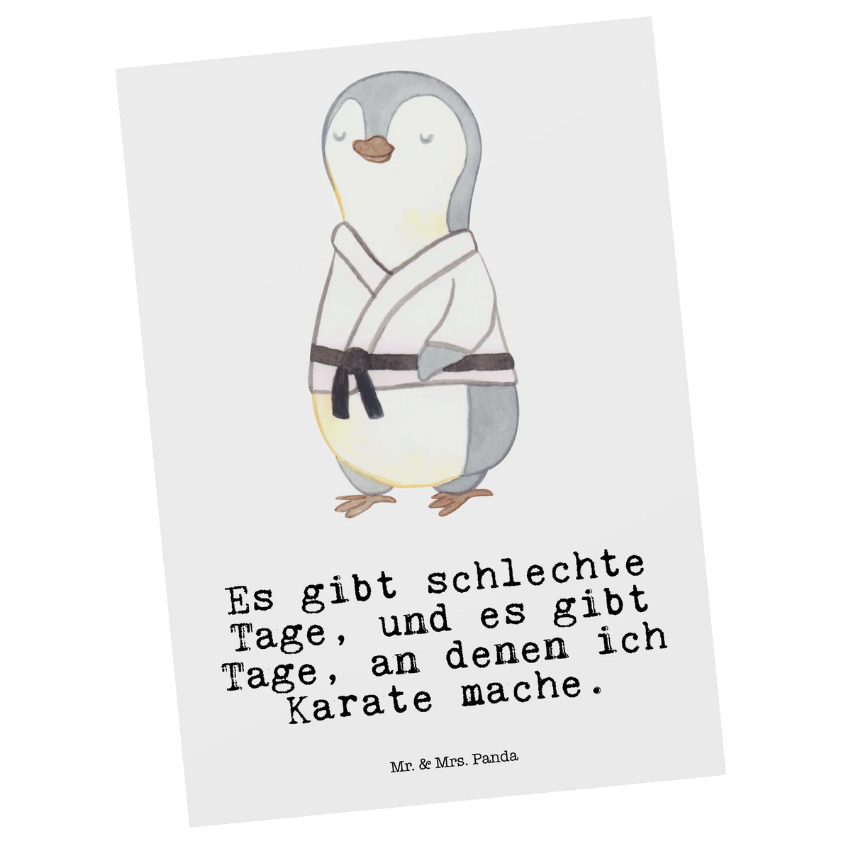 Pocztówka Pingwin karate