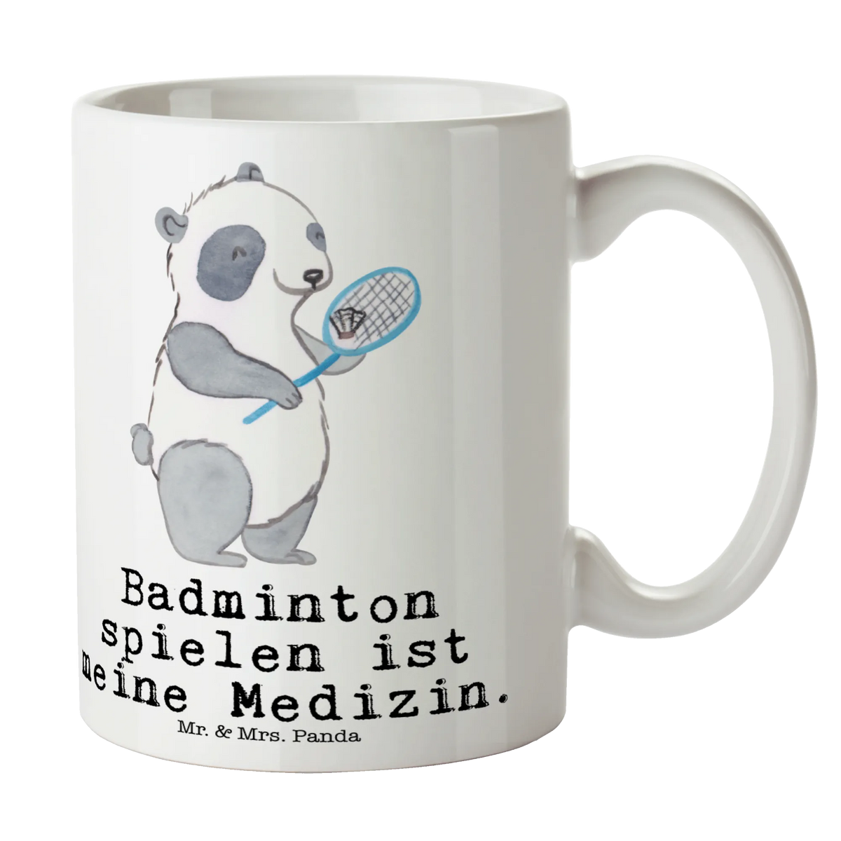 Mug panda badminton gift mug, tea mug, mug with quotes, custom mug, latte mug, mug with designs, office mug, coffee mug, personalized mug, ceramic mug, novelty mug, mug, porcelain mug, Gift, sport, hobby, giving, thank you, award, profit, athlete, play badminton, Badminton
