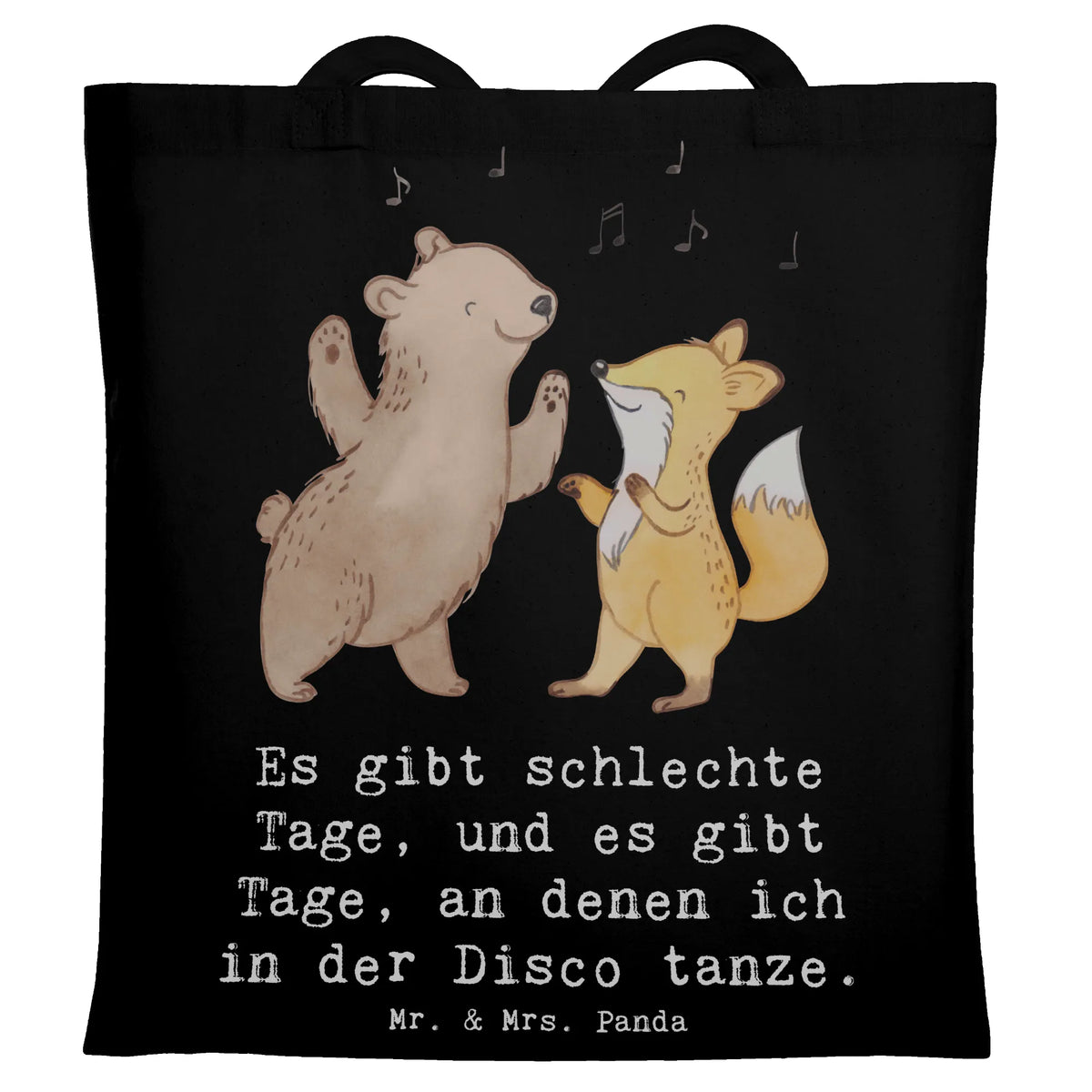 Tote bag Bear &amp; Fox disco Gift, giving, thank you, award, profit, athlete, dance mood, nightclub, dancing, partying
