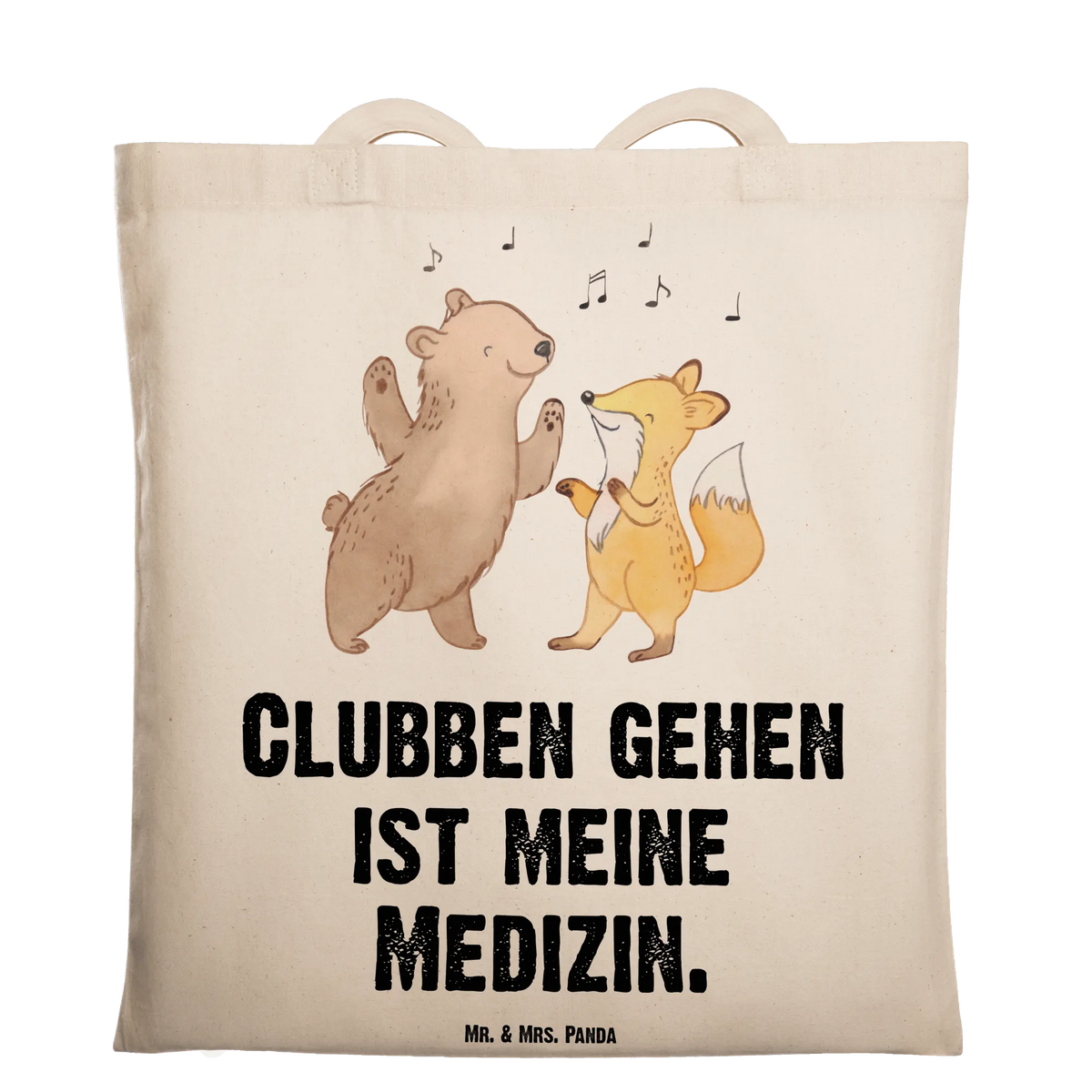 Tote bag Bear &amp; Fox disco Gift, athlete, profit, award, thank you, giving, partying, dancing