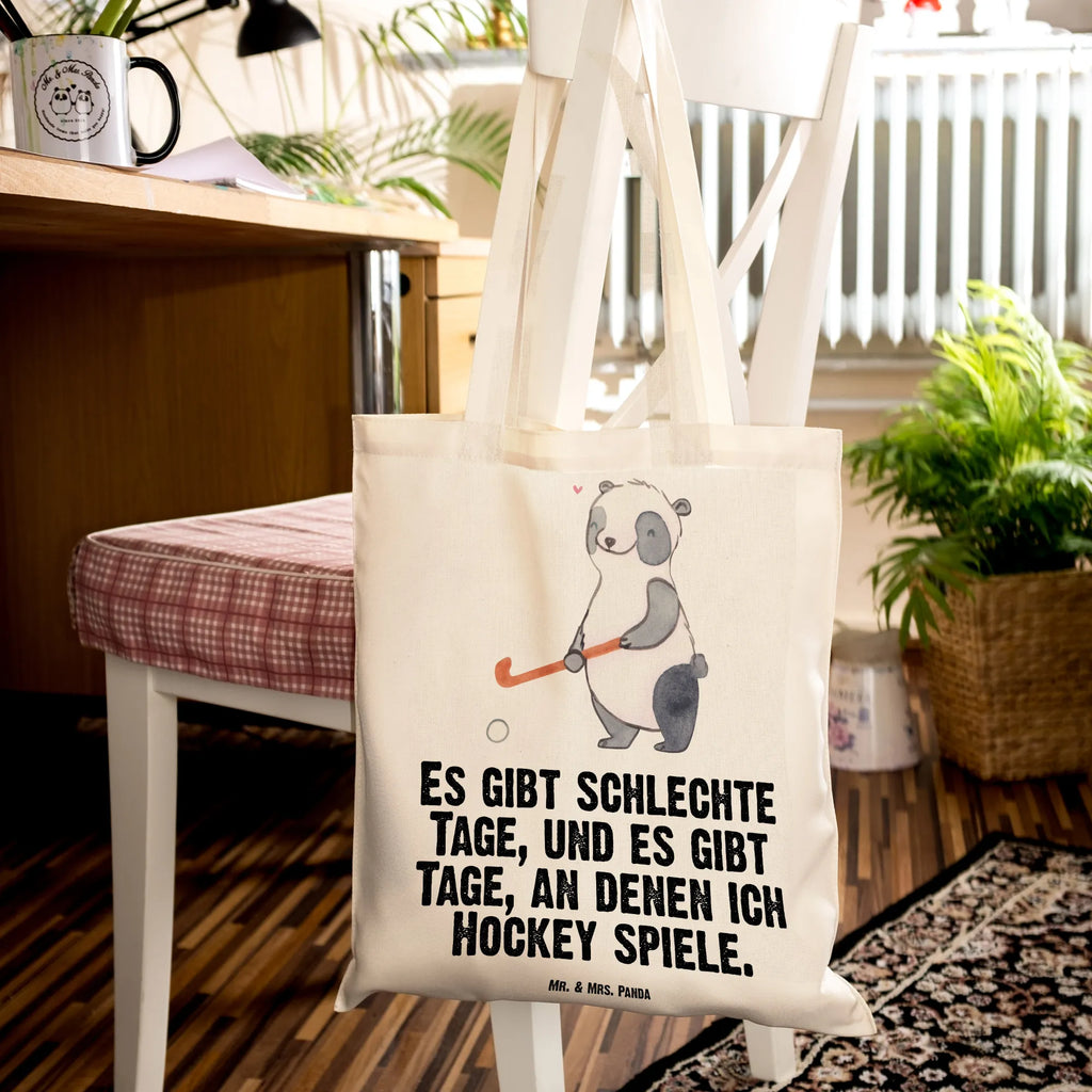 Tote bag panda play hockey jute bag, Carrier bag, shopper, cloth bag, pouch, cotton bag, bag, shoulder bag, shopping bag, Gift, sport, hobby, giving, thank you, award, profit, athlete, field hockey, Play hockey, hockey club, hockey stick
