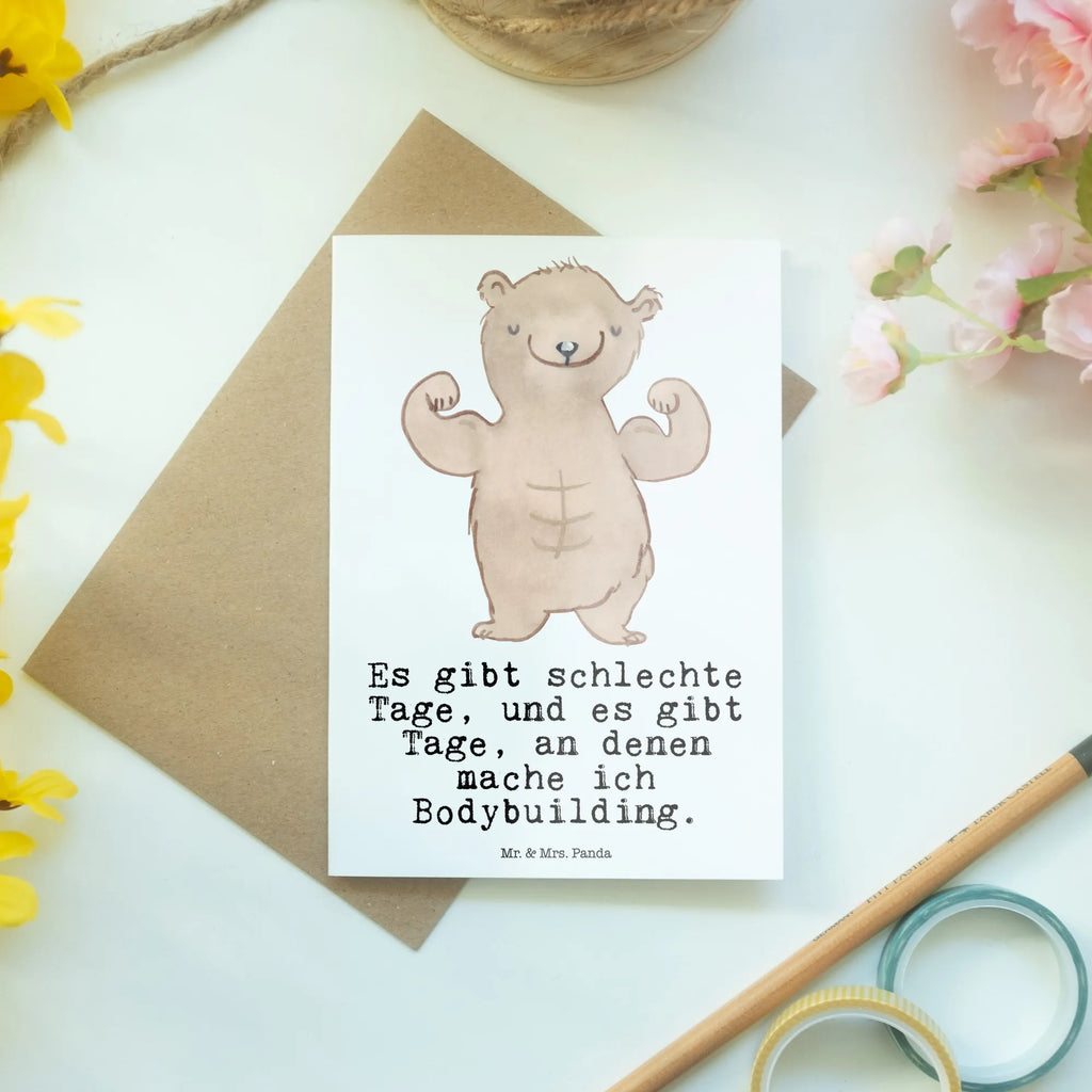 Greetings card bear body building greeting card, folding card, wedding card, invitation card, birthday card, Gift, sport, hobby, giving, thank you, award, profit, athlete, body shaping, muscle mass, Bodybuilding, sports, competitive sports