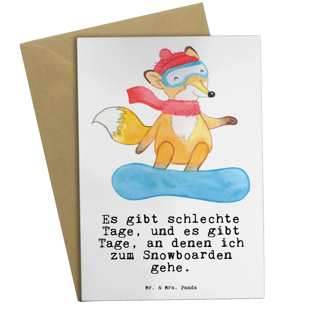 Greetings card Hare snowboarding