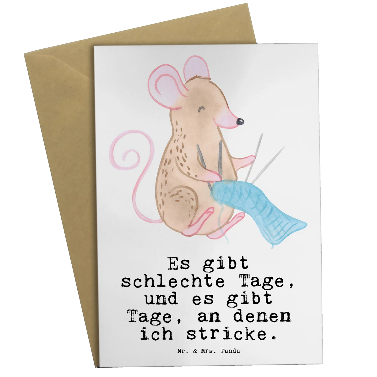 Greetings card Mouse Knit folding card, greeting card, invitation card, birthday card, wedding card, Gift, sport, hobby, giving, thank you, award, profit, athlete, Knitting, DIY