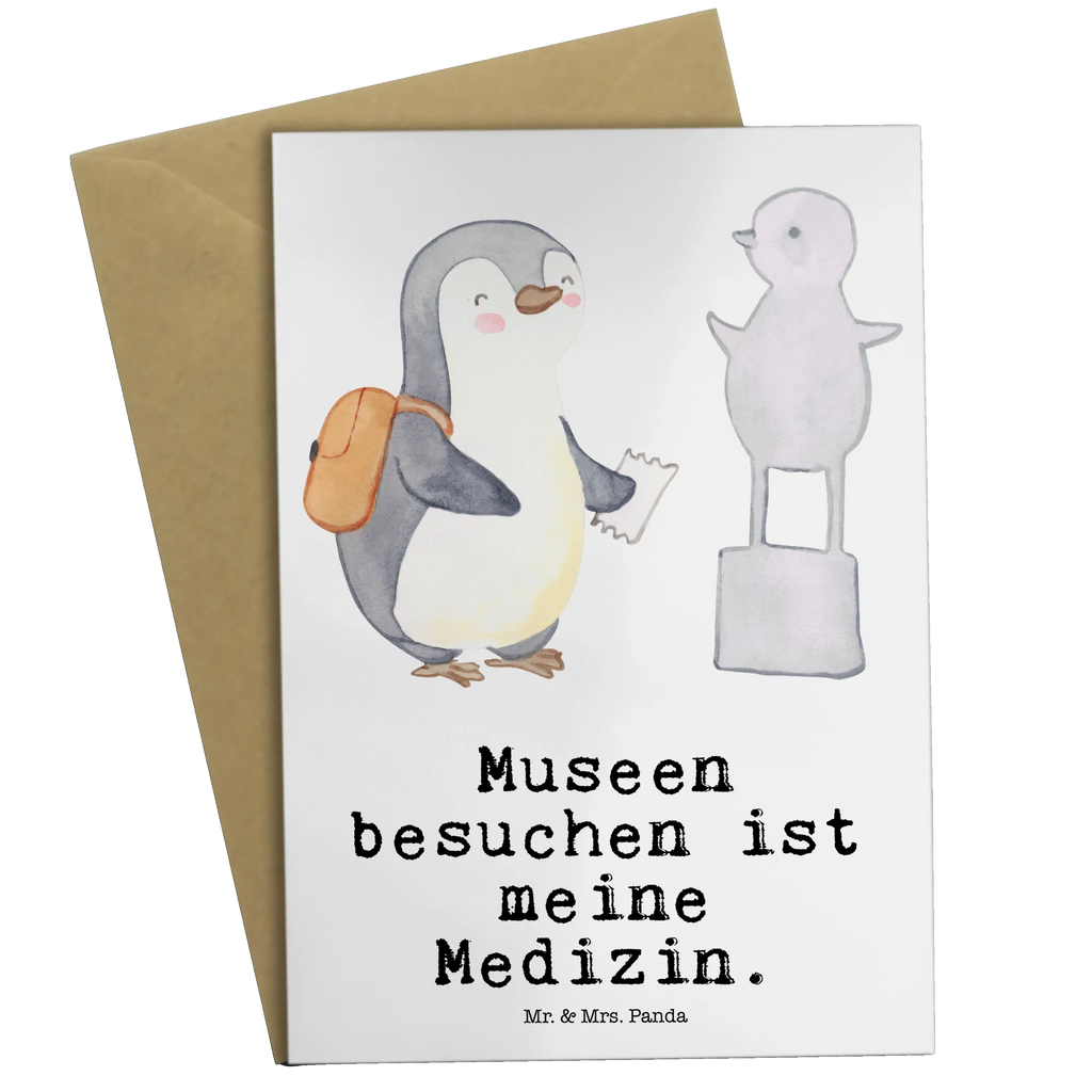 Greetings card penguin to visit a museum folding card, invitation card, greeting card, wedding card, birthday card, Gift, sport, hobby, giving, thank you, award, profit, athlete, Visit museum, museums