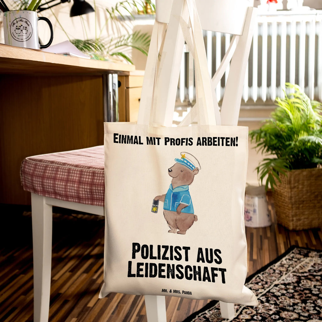 Tote bag policeman Passion Stoffbeutel, Tasche, Stofftasche, Badetasche, Strandtasche, Jutetasche, Einkaufstüte, Beutel, Jutebeutel, Tragetasche, Schultertasche, Beuteltasche, Shopper, Einkaufstasche, Umhängetasche, Laptoptasche, Beruf, Ausbildung, Jubiläum, Abschied, Rente, Kollege, Kollegin, Geschenk, Schenken, Arbeitskollege, Mitarbeiter, Firma, Danke, Dankeschön, Polizei, Cop, Polizeibeamter, Polizist, Wachmann, Studium