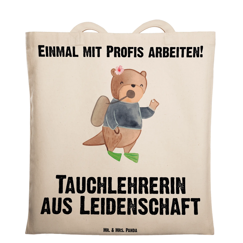 Tragetasche Tauchlehrerin aus Leidenschaft Beuteltasche, Jutebeutel, Stofftasche, Shopper, Beutel, Einkaufstasche, Badetasche, Schultertasche, Umhängetasche, Tragetasche, Strandtasche, Laptoptasche, Einkaufstüte, Stoffbeutel, Tasche, Jutetasche, Beruf, Ausbildung, Jubiläum, Abschied, Rente, Kollege, Kollegin, Geschenk, Schenken, Arbeitskollege, Mitarbeiter, Firma, Danke, Dankeschön