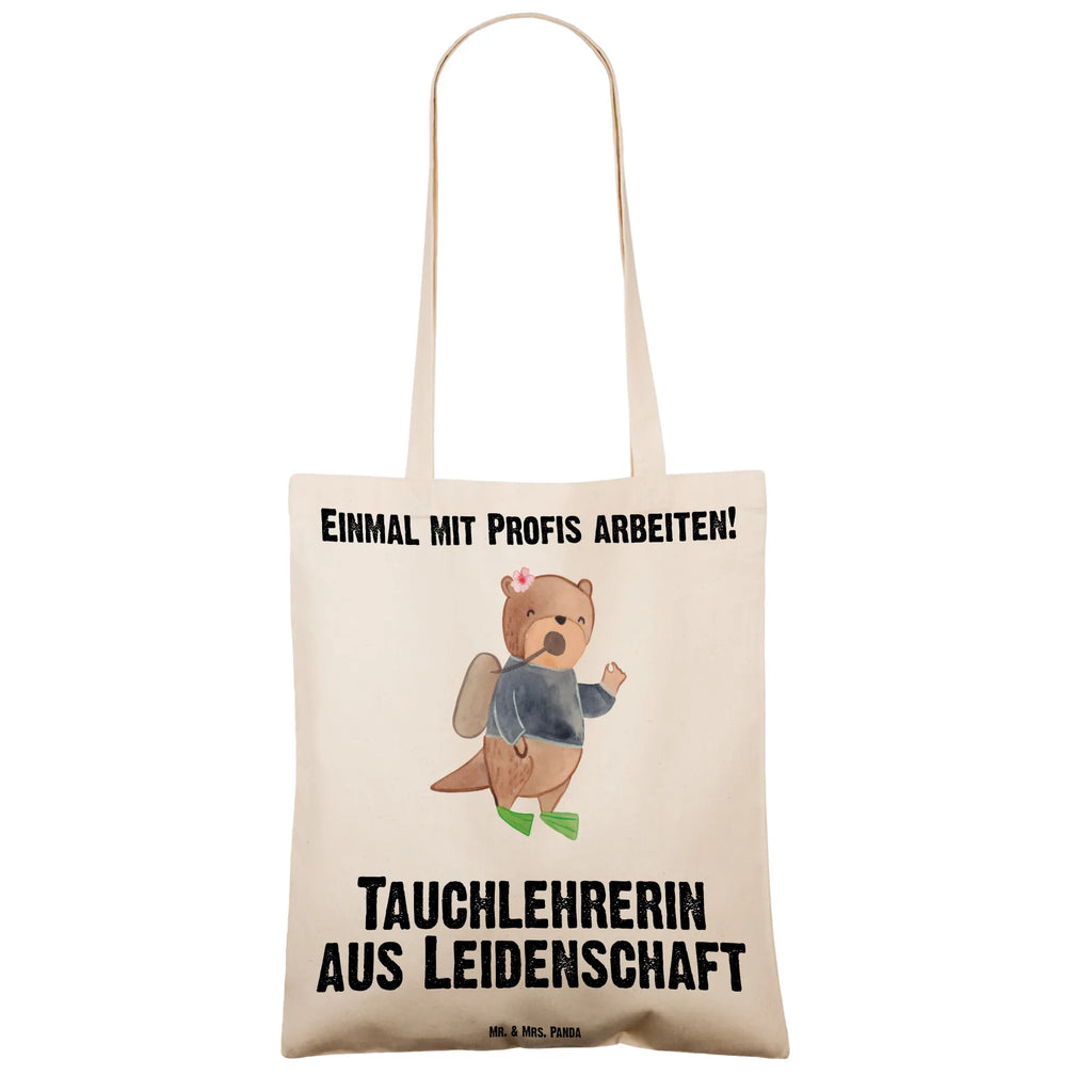 Tragetasche Tauchlehrerin aus Leidenschaft Beuteltasche, Jutebeutel, Stofftasche, Shopper, Beutel, Einkaufstasche, Badetasche, Schultertasche, Umhängetasche, Tragetasche, Strandtasche, Laptoptasche, Einkaufstüte, Stoffbeutel, Tasche, Jutetasche, Beruf, Ausbildung, Jubiläum, Abschied, Rente, Kollege, Kollegin, Geschenk, Schenken, Arbeitskollege, Mitarbeiter, Firma, Danke, Dankeschön