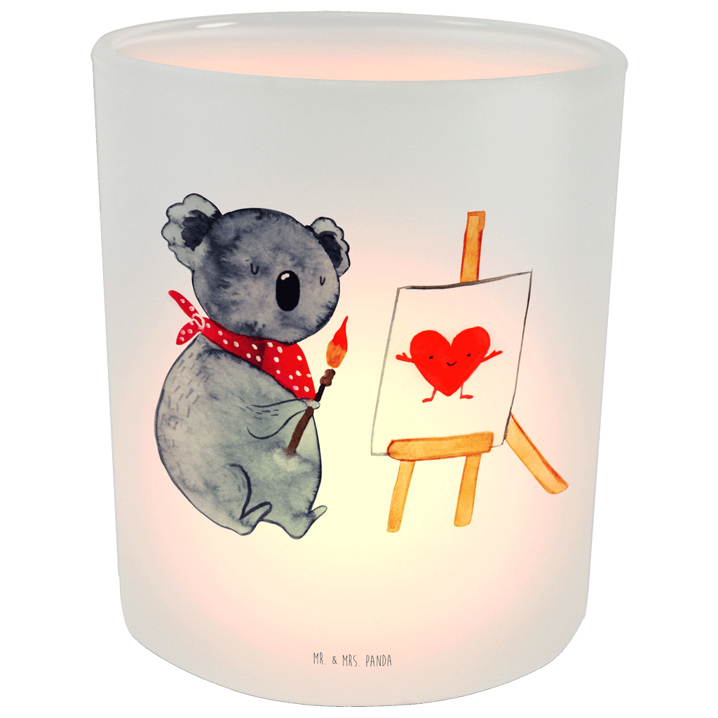 Windlicht Koala Künstler Windlicht Glas, Teelichtglas, Teelichthalter, Teelichter, Kerzenglas, Windlicht Kerze, Kerzenlicht, Koala, Koalabär, Liebe, Liebensbeweis, Liebesgeschenk, Gefühle, Künstler, zeichnen