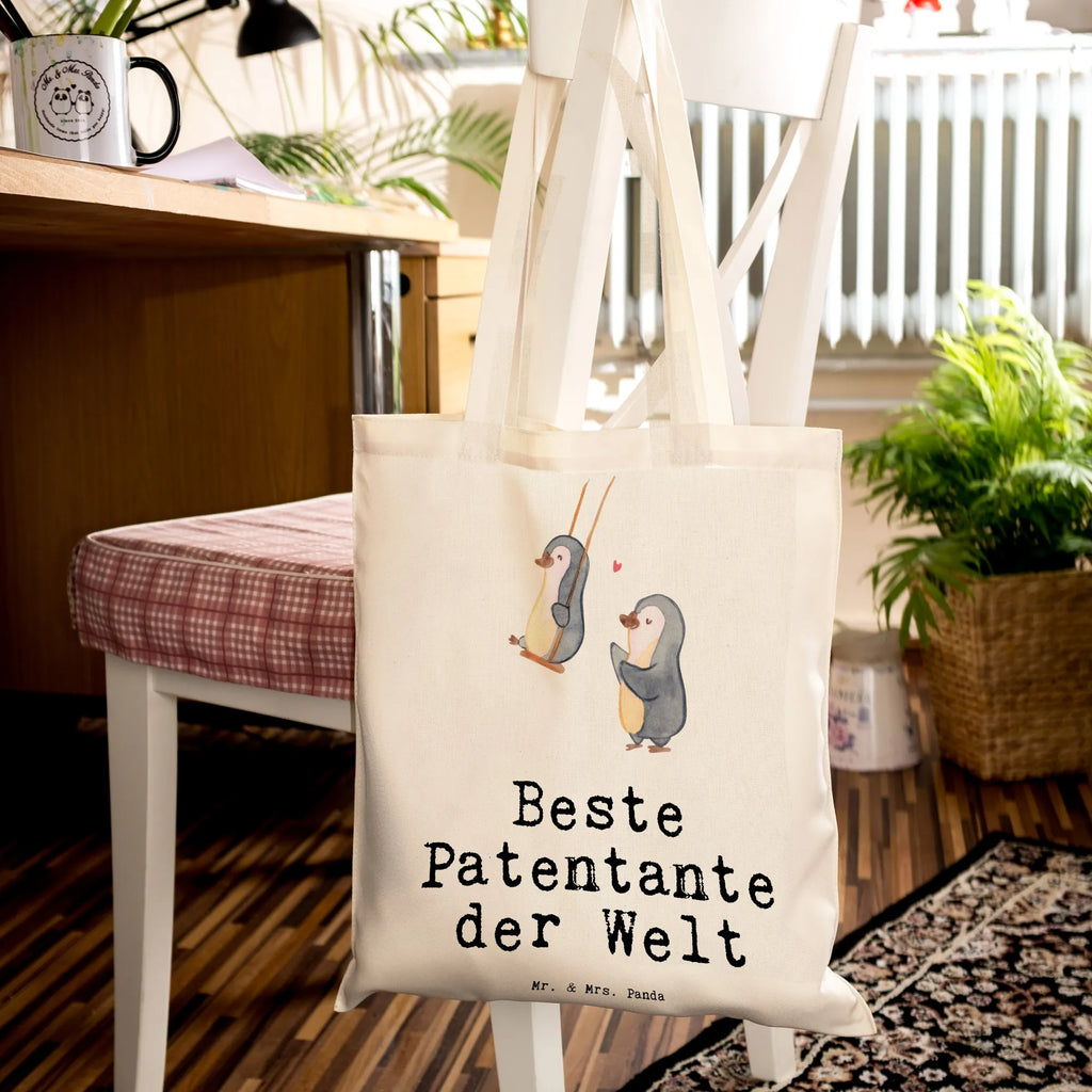 Tote bag penguin Best godmother in the world shopper, pouch, Carrier bag, cotton bag, bag, shopping bag, shoulder bag, cloth bag, jute bag, for, thank you, gift, giving, birthday, birthday present, gift idea, souvenir, make you happy, gift tip, niece, baptism, Godmother, godfather aunt, christening partner, favorite aunt, little thing, nephew, family