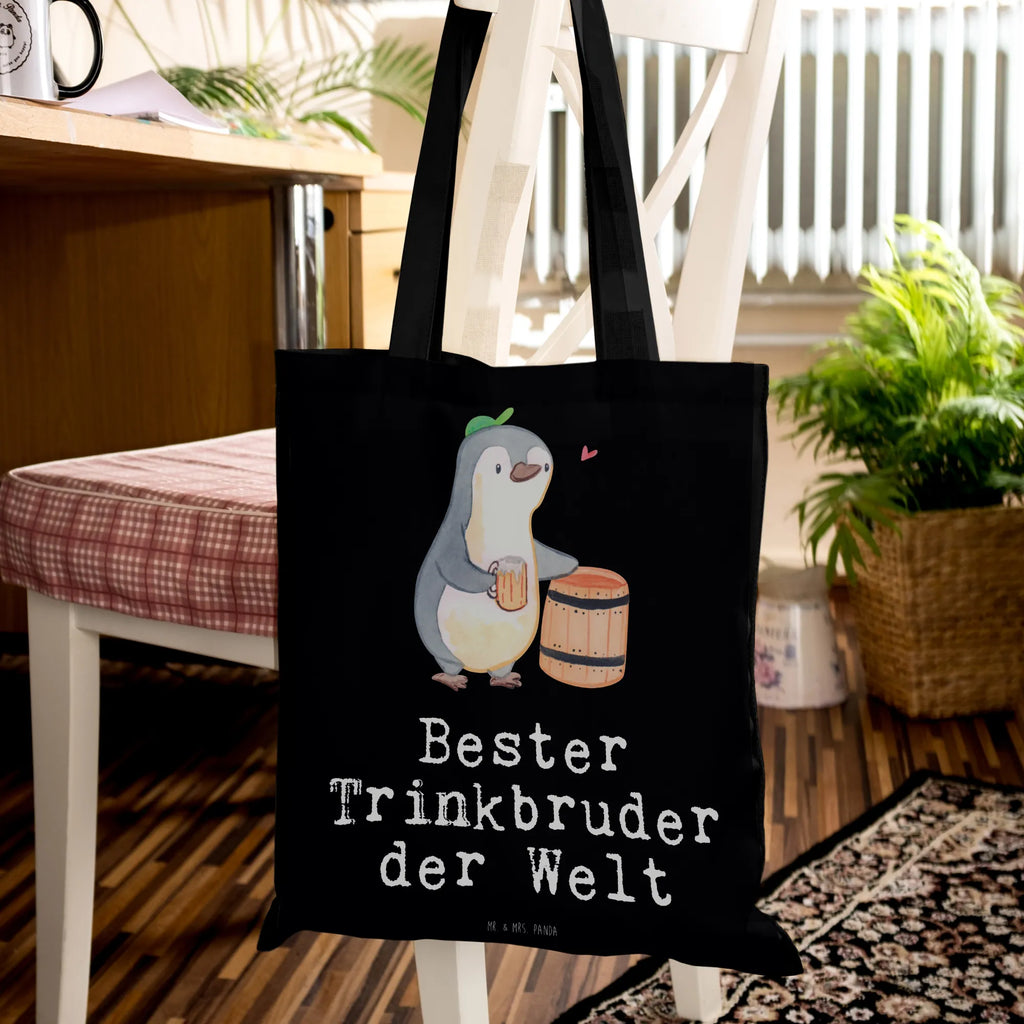Tragetasche Pinguin Bester Trinkbruder der Welt Beuteltasche, Strandtasche, Umhängetasche, Schultertasche, Stoffbeutel, Jutetasche, Badetasche, Stofftasche, Jutebeutel, Einkaufstüte, Tragetasche, Laptoptasche, Einkaufstasche, Tasche, Beutel, Shopper, für, Dankeschön, Geschenk, Schenken, Geburtstag, Geburtstagsgeschenk, Geschenkidee, Danke, Bedanken, Mitbringsel, Freude machen, Geschenktipp, Trinken, Party, Kumpel, Kleinigkeit, Trinkkumpel, Saufkumpane, Trinkbruder, Kumpane