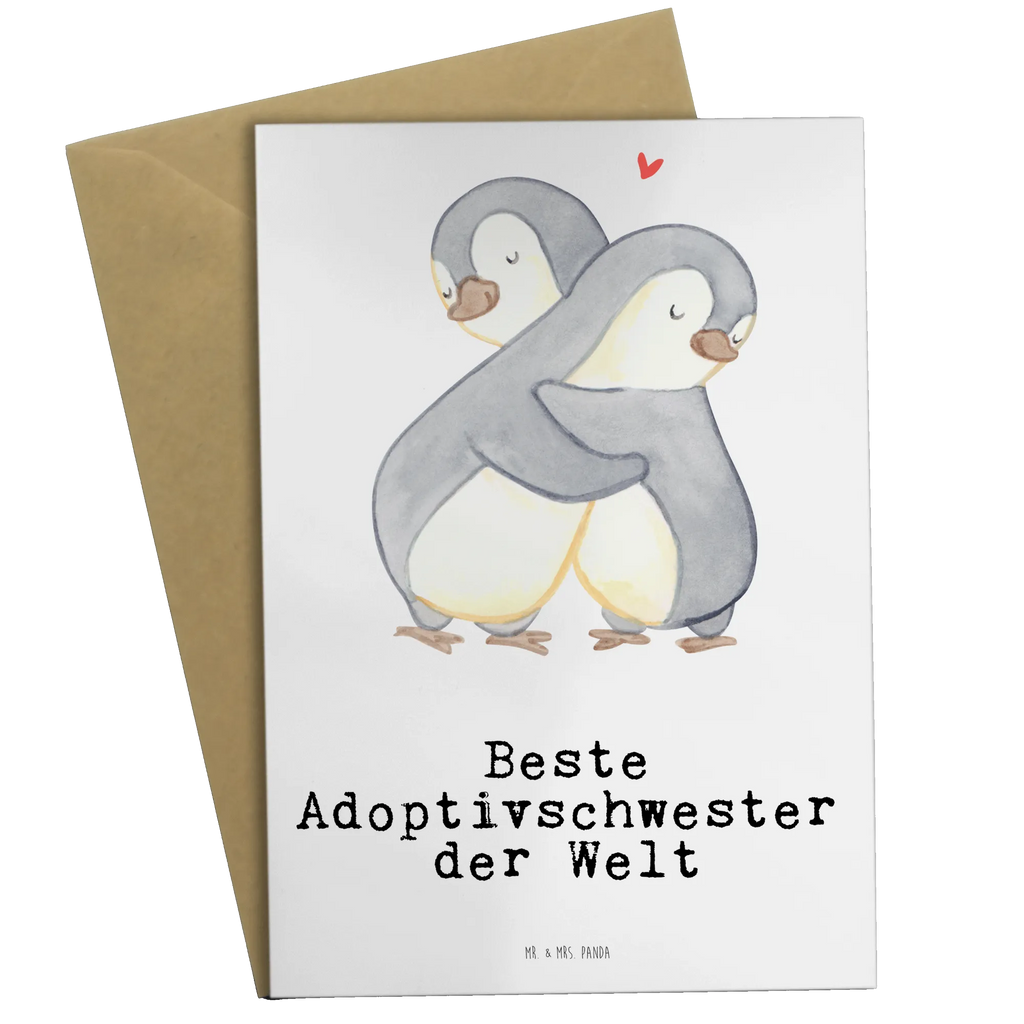 Grußkarte Pinguin Beste Adoptivschwester der Welt Hochzeitskarte, Grußkarte, Einladungskarte, Klappkarte, Karte, Geburtstagskarte, Ansichtskarten, Glückwunschkarte, für, Dankeschön, Geschenk, Schenken, Geburtstag, Geburtstagsgeschenk, Geschenkidee, Danke, Bedanken, Mitbringsel, Freude machen, Geschenktipp, Beste, Schwester, Familie, Adoptiv, Adoptivschwester, Tochter, adoptiert, Sister, Kleinigkeit, Geschwister, Schwesterherz