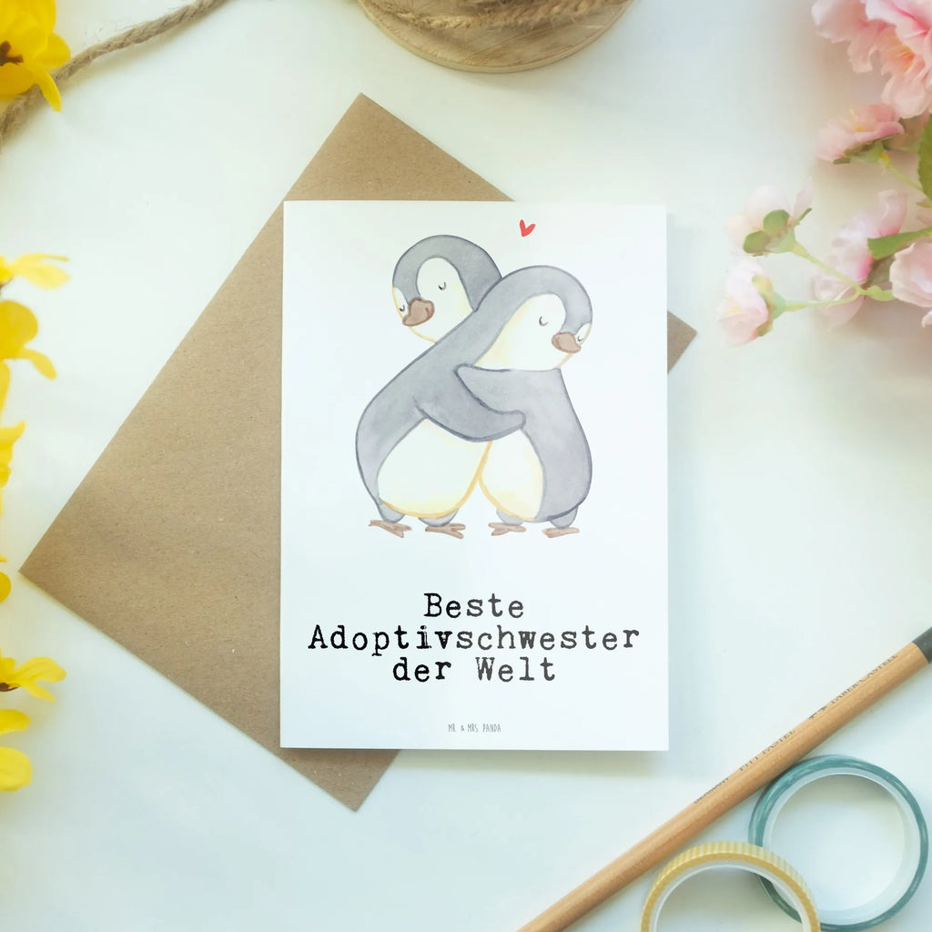 Grußkarte Pinguin Beste Adoptivschwester der Welt Hochzeitskarte, Grußkarte, Einladungskarte, Klappkarte, Karte, Geburtstagskarte, Ansichtskarten, Glückwunschkarte, für, Dankeschön, Geschenk, Schenken, Geburtstag, Geburtstagsgeschenk, Geschenkidee, Danke, Bedanken, Mitbringsel, Freude machen, Geschenktipp, Beste, Schwester, Familie, Adoptiv, Adoptivschwester, Tochter, adoptiert, Sister, Kleinigkeit, Geschwister, Schwesterherz