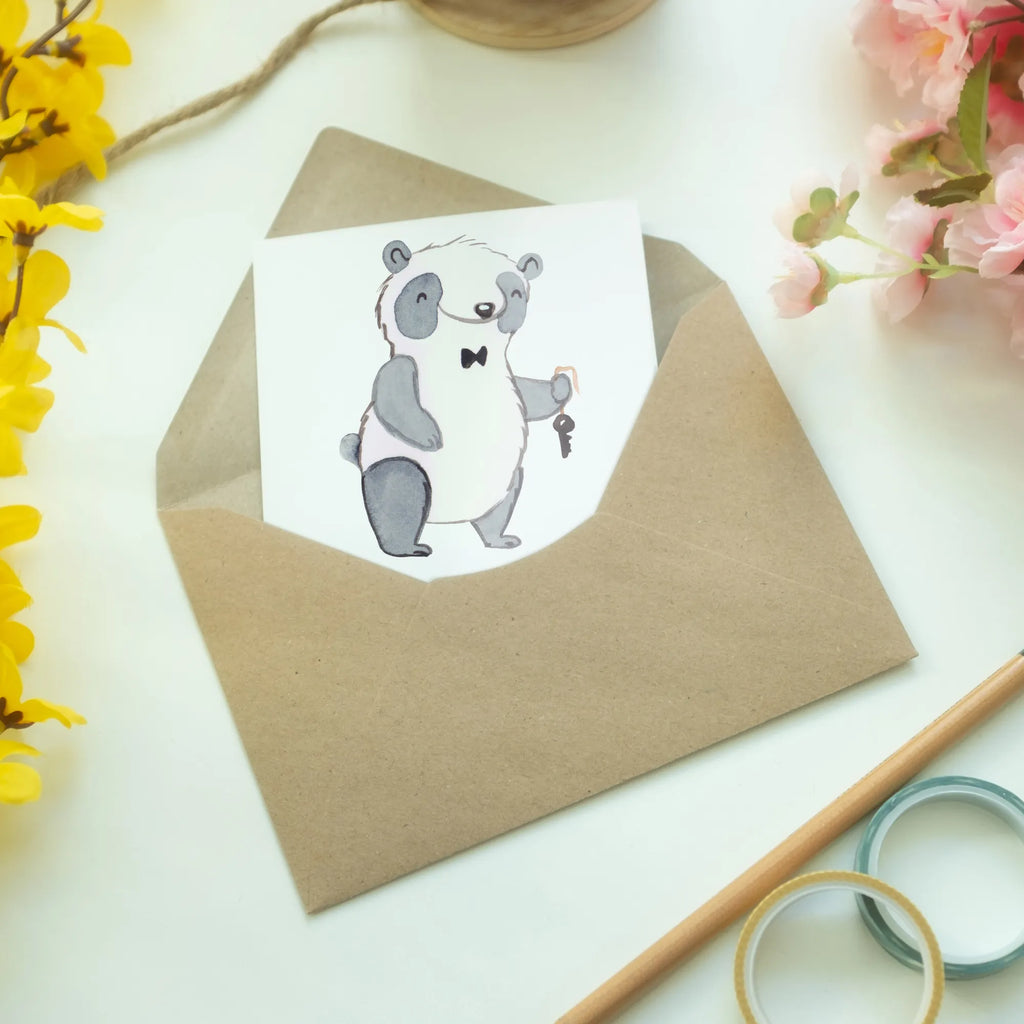 Greetings card panda Best roommate in the world birthday card, folding card, greeting card, invitation card, wedding card, for, thank you, gift, giving, birthday, birthday present, gift idea, souvenir, make you happy, gift tip, roommate, flat share, flat share resident, Roommate