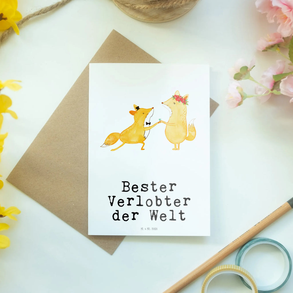 Greetings card Fox Best Fiancé in the World birthday card, folding card, greeting card, wedding card, invitation card, for, thank you, gift, giving, birthday, birthday present, gift idea, souvenir, make you happy, gift tip, Dream Man, Marriage, Fiance, To-be, Boyfriend, Betrothal, Husband, Wedding