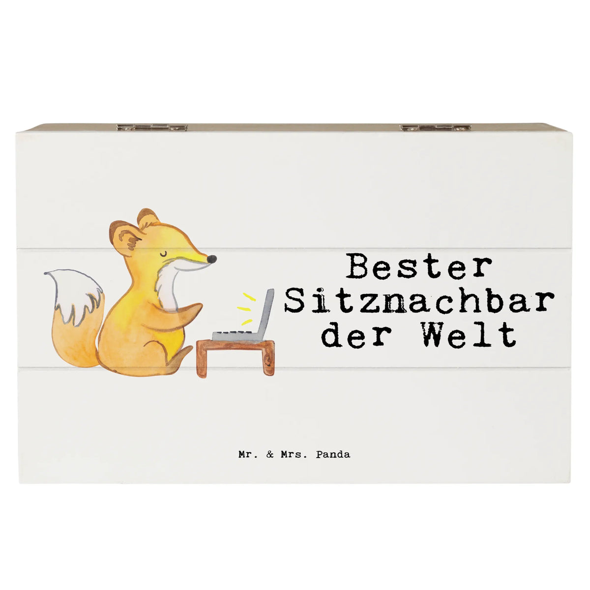 Wooden chest Fox Best seat neighbor in the world memory box, XXL, casket, storage box, decorative box, chest, box, treasure chest, Wooden box, for, thank you, gift, giving, birthday, birthday present, gift idea, souvenir, make you happy, gift tip, fellow student, table neighbor, seminar, college, neighbor, classmate, chair neighbor, university, school, Seat neighbor