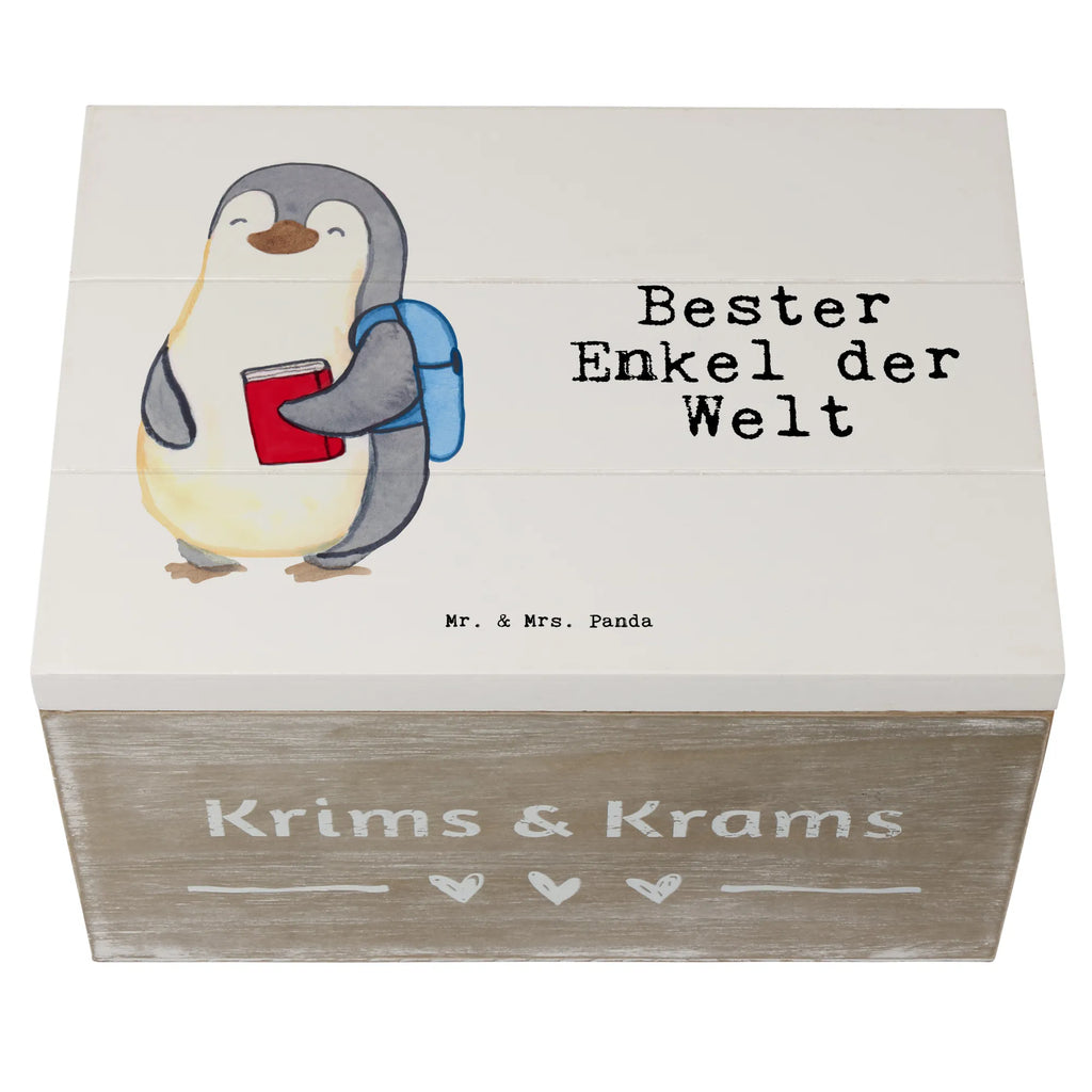 Holzkiste Pinguin Bester Enkel der Welt Erinnerungskiste, Kiste, Truhe, Dekokiste, Schatzkiste, Geschenkbox, XXL, Erinnerungsbox, Geschenkdose, Schatulle, Holzkiste, Aufbewahrungsbox, für, Dankeschön, Geschenk, Schenken, Geburtstag, Geburtstagsgeschenk, Geschenkidee, Danke, Bedanken, Mitbringsel, Freude machen, Geschenktipp, Kind von Tochter, Enkelkind, Großsohn, Kind von Sohn, Opa, Enkelsohn, Oma, Enkel, Taufe