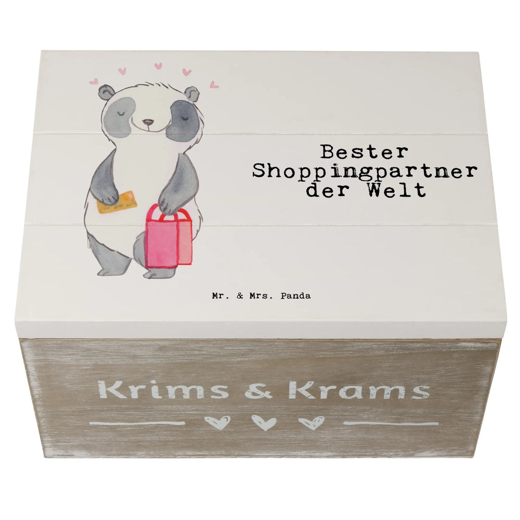 Holzkiste Panda Bester Shoppingpartner der Welt Aufbewahrungsbox, XXL, Erinnerungsbox, Schatulle, Erinnerungskiste, Kiste, Dekokiste, Holzkiste, Schatzkiste, Truhe, Geschenkdose, Geschenkbox, für, Dankeschön, Geschenk, Schenken, Geburtstag, Geburtstagsgeschenk, Geschenkidee, Danke, Bedanken, Mitbringsel, Freude machen, Geschenktipp, bff, Freundin, Shopping, Queen, Freund, Einkaufen, Shoppen, Shopping-Queen, Shoppingpartner, Begleitung, Partner, Bester