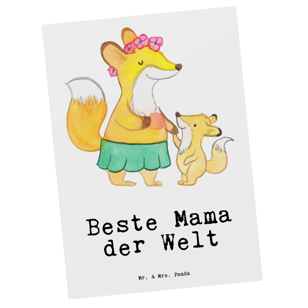Postcard Fox best mom in the world invitation card, invitation, gift card, card, letter, gift, postcards, Postcard, paper, for, thank you, giving, birthday, birthday present, gift idea, souvenir, make you happy, gift tip, Thank You, Mother&#39;s Day, Mutti, Ma, Super Mom, Mama, Son, Best Mom, Mother, Mommy, Best, Daughter