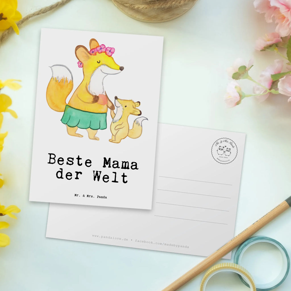 Postcard Fox best mom in the world invitation card, invitation, gift card, card, letter, gift, postcards, Postcard, paper, for, thank you, giving, birthday, birthday present, gift idea, souvenir, make you happy, gift tip, Thank You, Mother&#39;s Day, Mutti, Ma, Super Mom, Mama, Son, Best Mom, Mother, Mommy, Best, Daughter