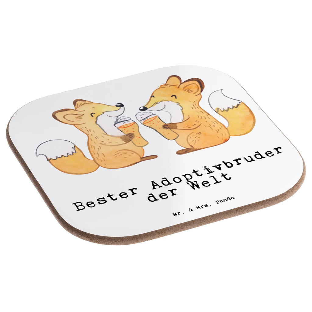 Square coaster Fox Best adoptive brother in the world party, gift, gifts, glass coasters, breakfast, Coasters, presents, for, thank you, giving, birthday, birthday present, gift idea, souvenir, make you happy, gift tip, brother heart, brother, family, sister, son, Adoptive brother, sibling, adopted, trifle, best