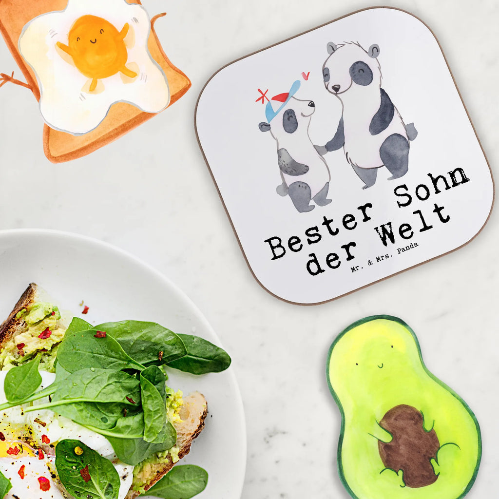 Square coaster panda best son in the world gifts, Coasters, presents, glass coasters, breakfast, party, gift, for, thank you, giving, birthday, birthday present, gift idea, souvenir, make you happy, gift tip, offspring, son, father, Son, family, boy, reward, child