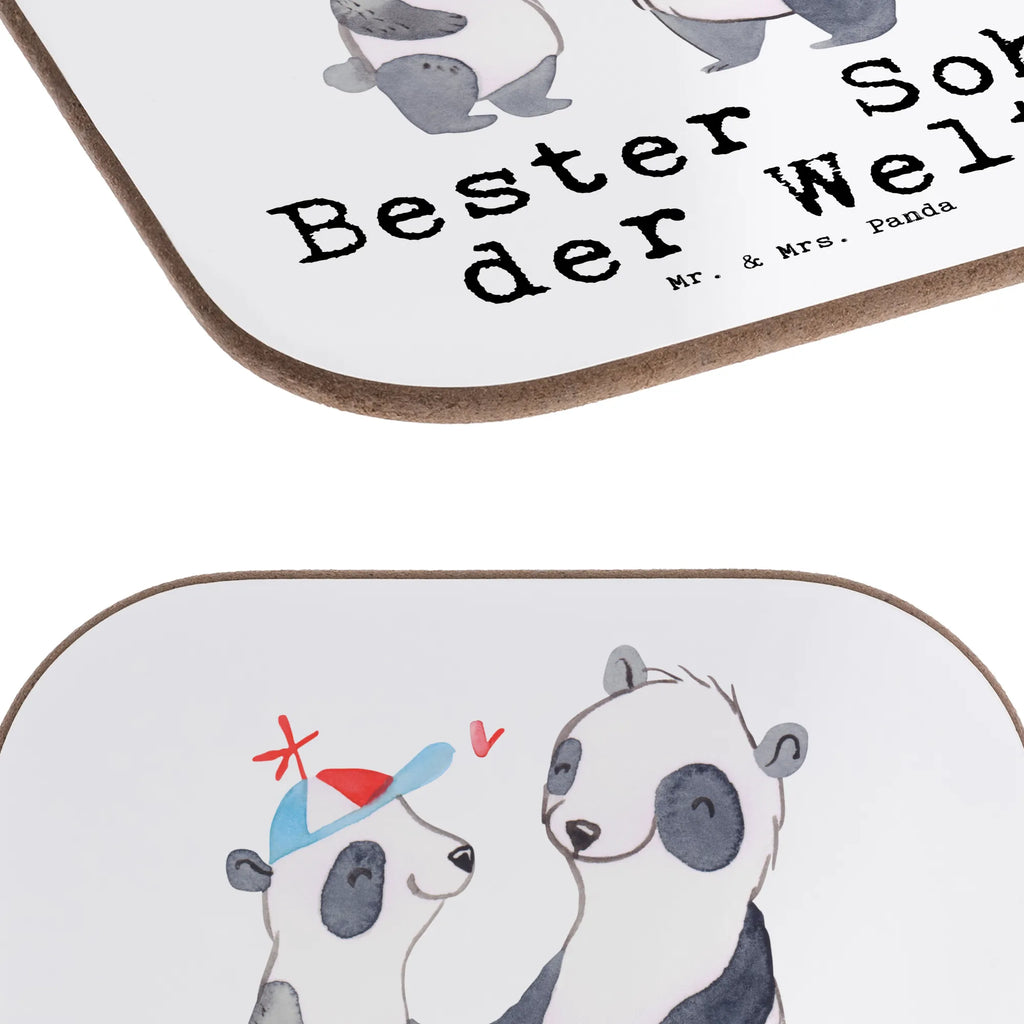 Square coaster panda best son in the world gifts, Coasters, presents, glass coasters, breakfast, party, gift, for, thank you, giving, birthday, birthday present, gift idea, souvenir, make you happy, gift tip, offspring, son, father, Son, family, boy, reward, child