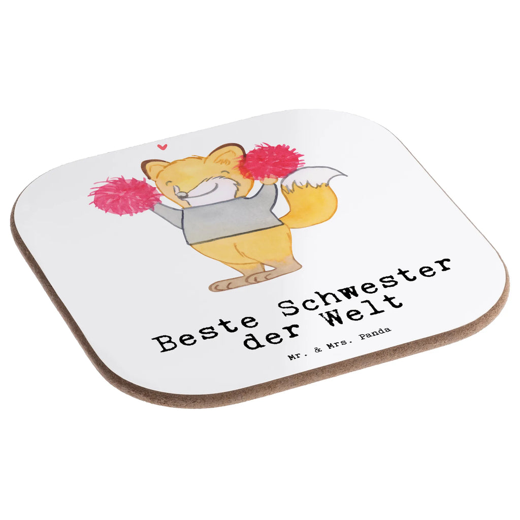 Square coaster Fox best sister in the world glass coasters, Coasters, breakfast, gift, party, gifts, presents, for, thank you, giving, birthday, birthday present, gift idea, souvenir, make you happy, gift tip, Sister, Sibling, Daughter, Gift, Best, Trifle, Family