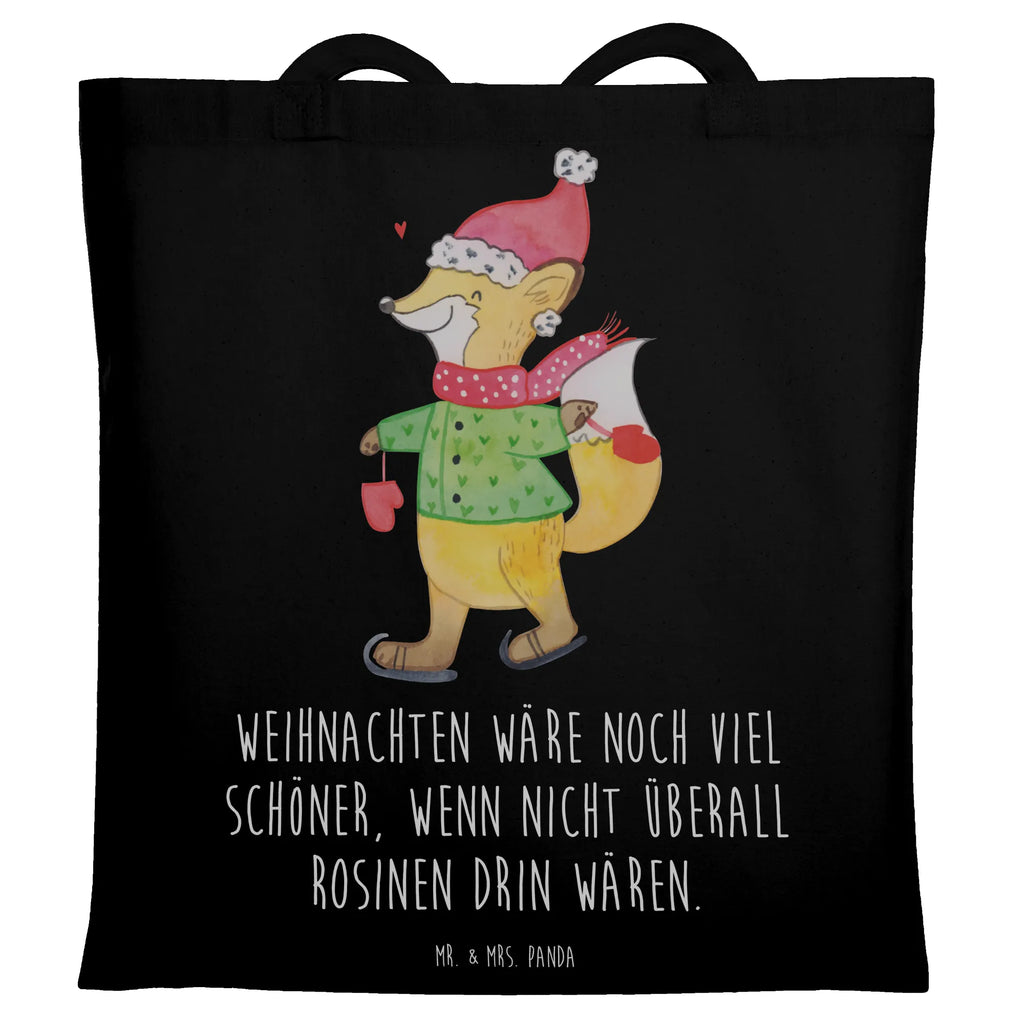 Tragetasche Fuchs  Schlittschuhe Jutetasche, Tasche, Stofftasche, Einkaufstüte, Beuteltasche, Einkaufstasche, Strandtasche, Laptoptasche, Schultertasche, Umhängetasche, Tragetasche, Beutel, Jutebeutel, Stoffbeutel, Shopper, Badetasche, Winter, Weihnachten, Weihnachtsdeko, Nikolaus, Advent, Heiligabend, Wintermotiv, Weihnachtszeit, Weihnachtstage, Weihnachtsbaum, Weihnachtsmann, Tannenbaum