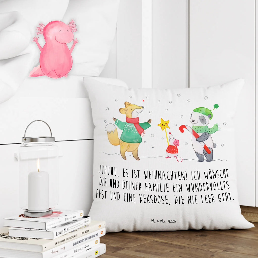 40x40 poduszka Zima radość świąteczna Zima, Boże Narodzenie, dekoracje świąteczne, Mikołaj, Adwent, Wigilia, zimowy motyw