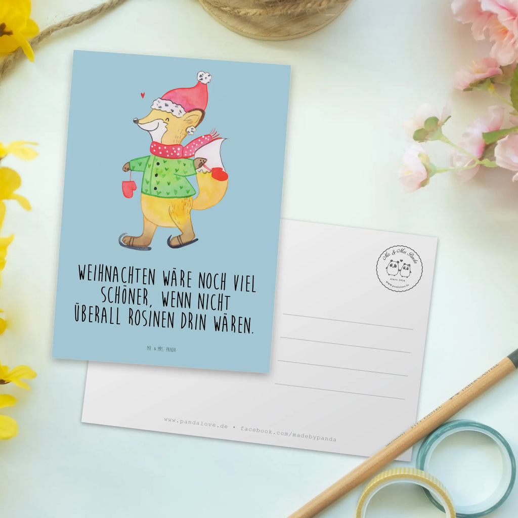 Pocztówka lis łyżwy Zima, Boże Narodzenie, dekoracje świąteczne, Mikołaj, Adwent, Wigilia, zimowy motyw