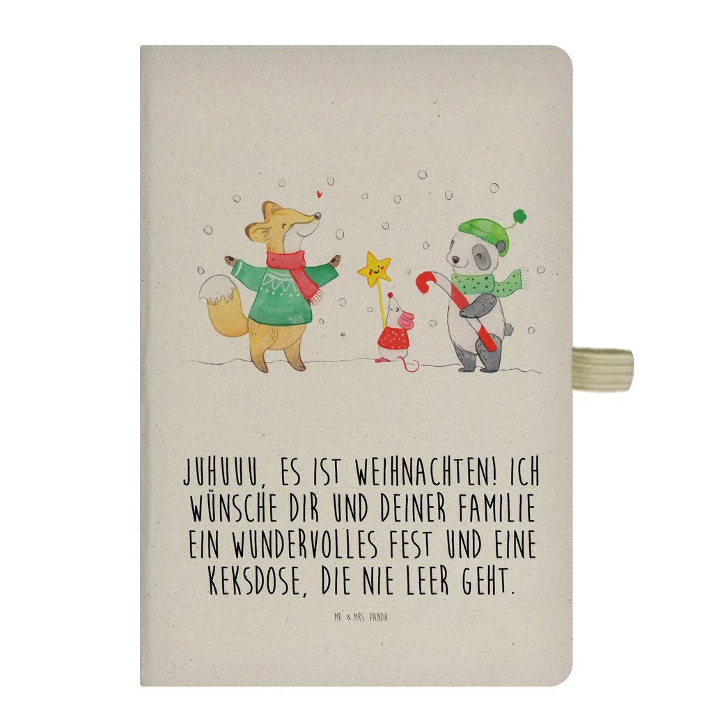 Bawełniany notatnik DIN A4 Zima radość świąteczna Zima, Boże Narodzenie, dekoracje świąteczne, Mikołaj, Adwent, Wigilia, zimowy motyw